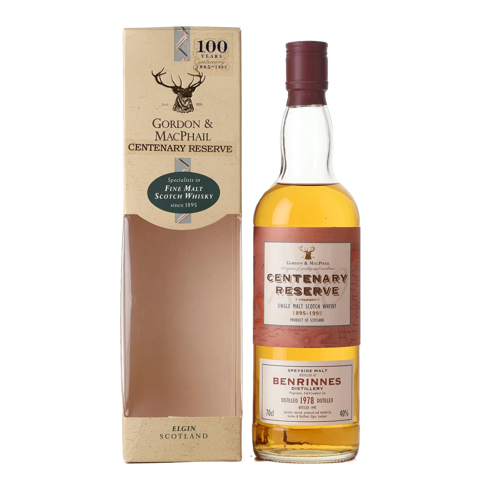 Benrinnes Centenary Reserve 17 Year Old, Sherry Cask, 1978, Gordon & MacPhail, 40% whisky bottle