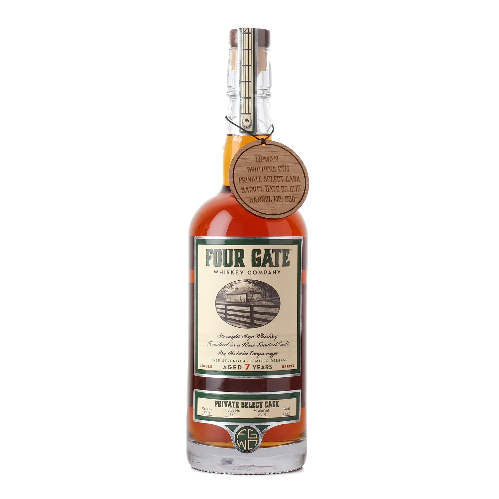 Four Gate Lipman Brothers ETN Private Select Cask #7 Year Old, New Toasted Cask, Cask #830, 61.9% whisky bottle
