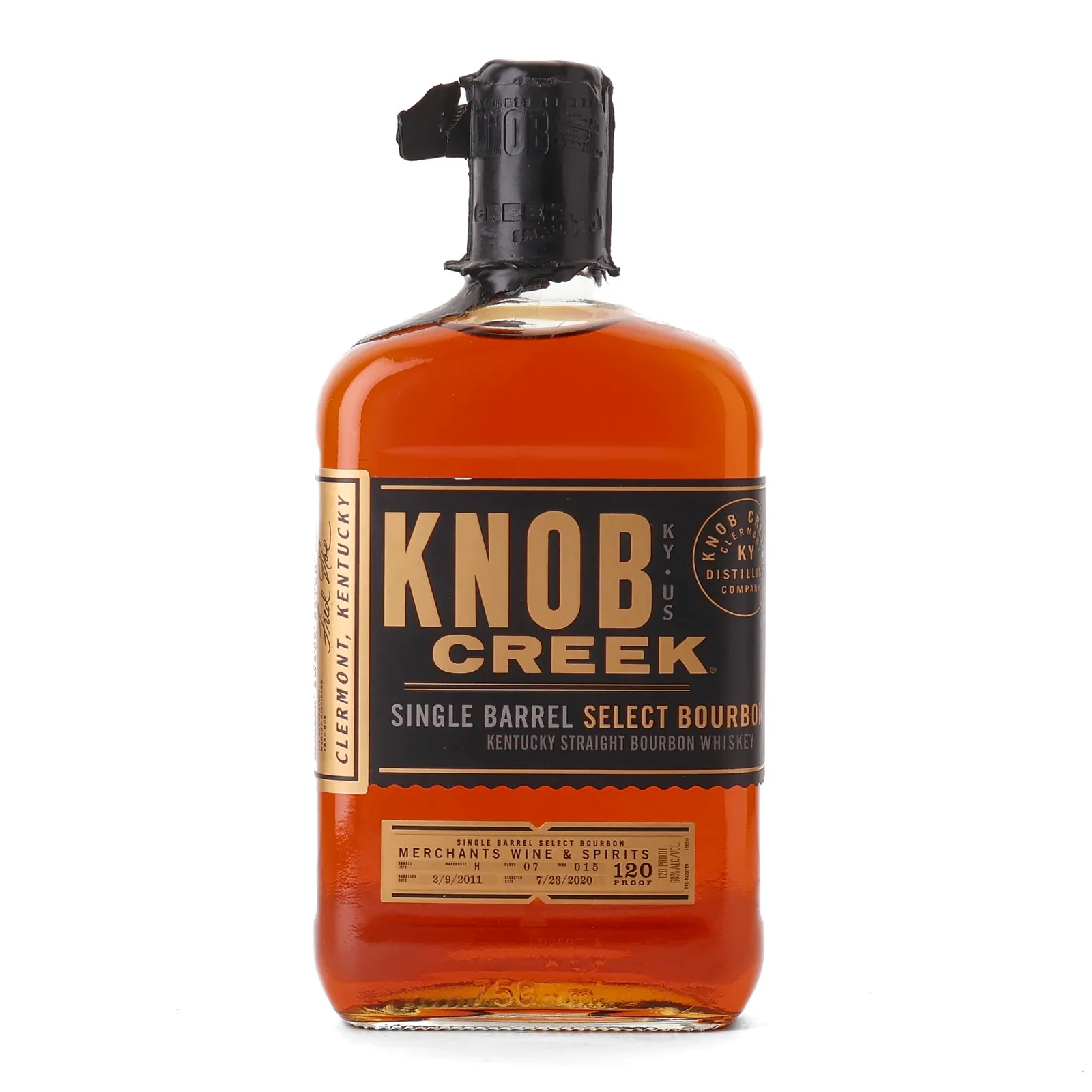 Knob Creek Single Barrel Select, New Charred Oak Cask, 2011, 2020, 60% whisky bottle