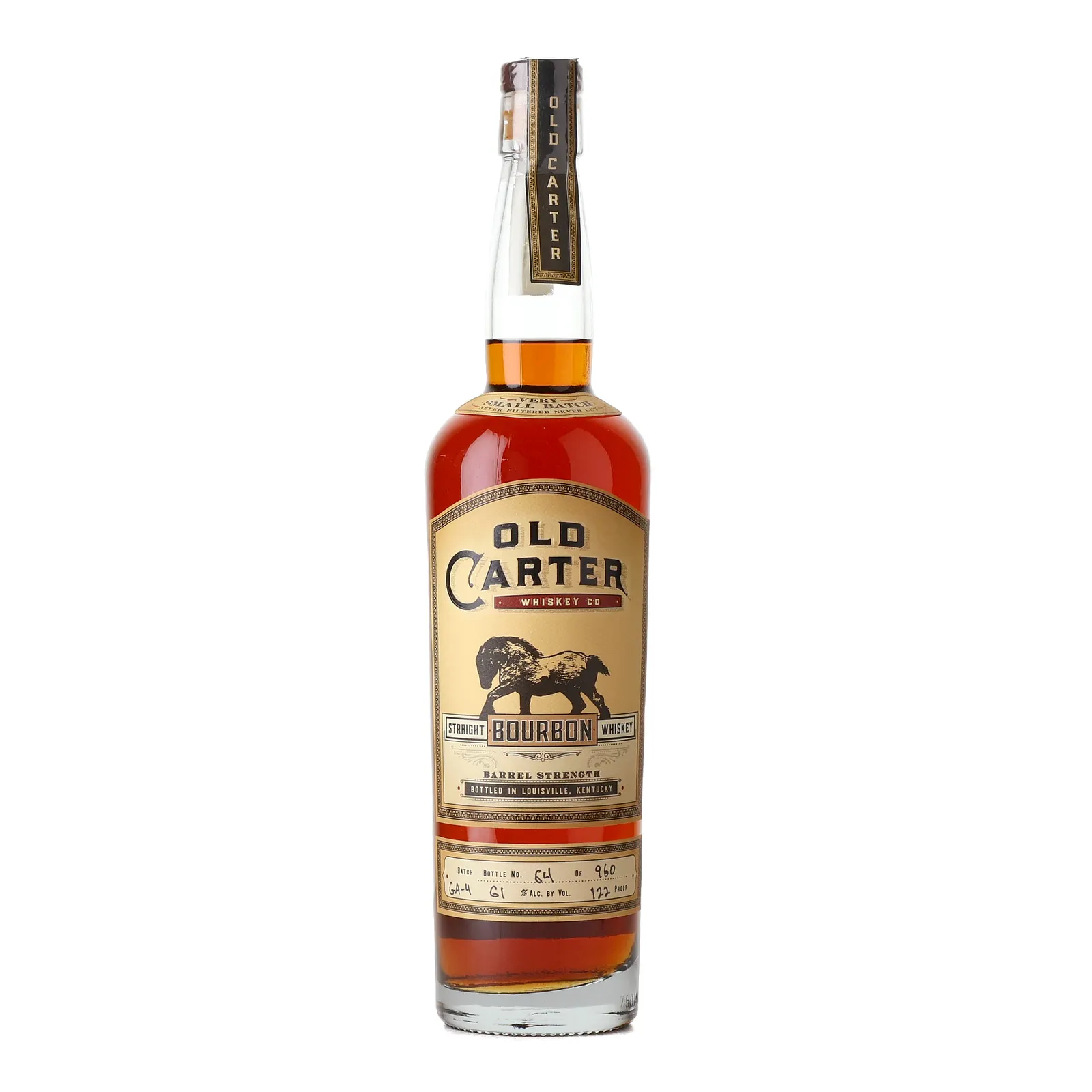 Old Carter Very Small Batch No. Bourbon, New Charred American Oak Cask, Batch No. GA-4, 61% whisky bottle