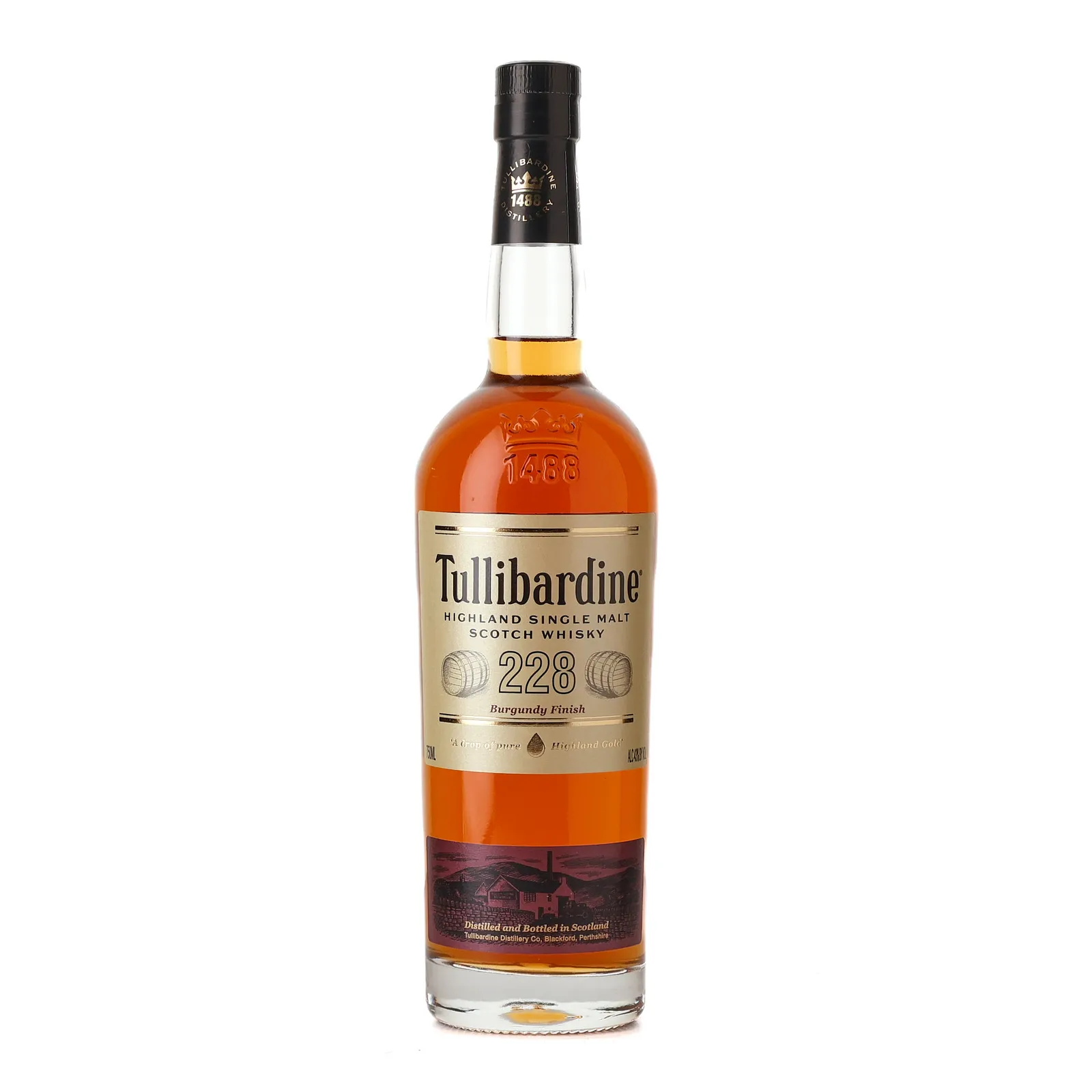 Tullibardine 228 Burgundy Finish, 43% whisky bottle