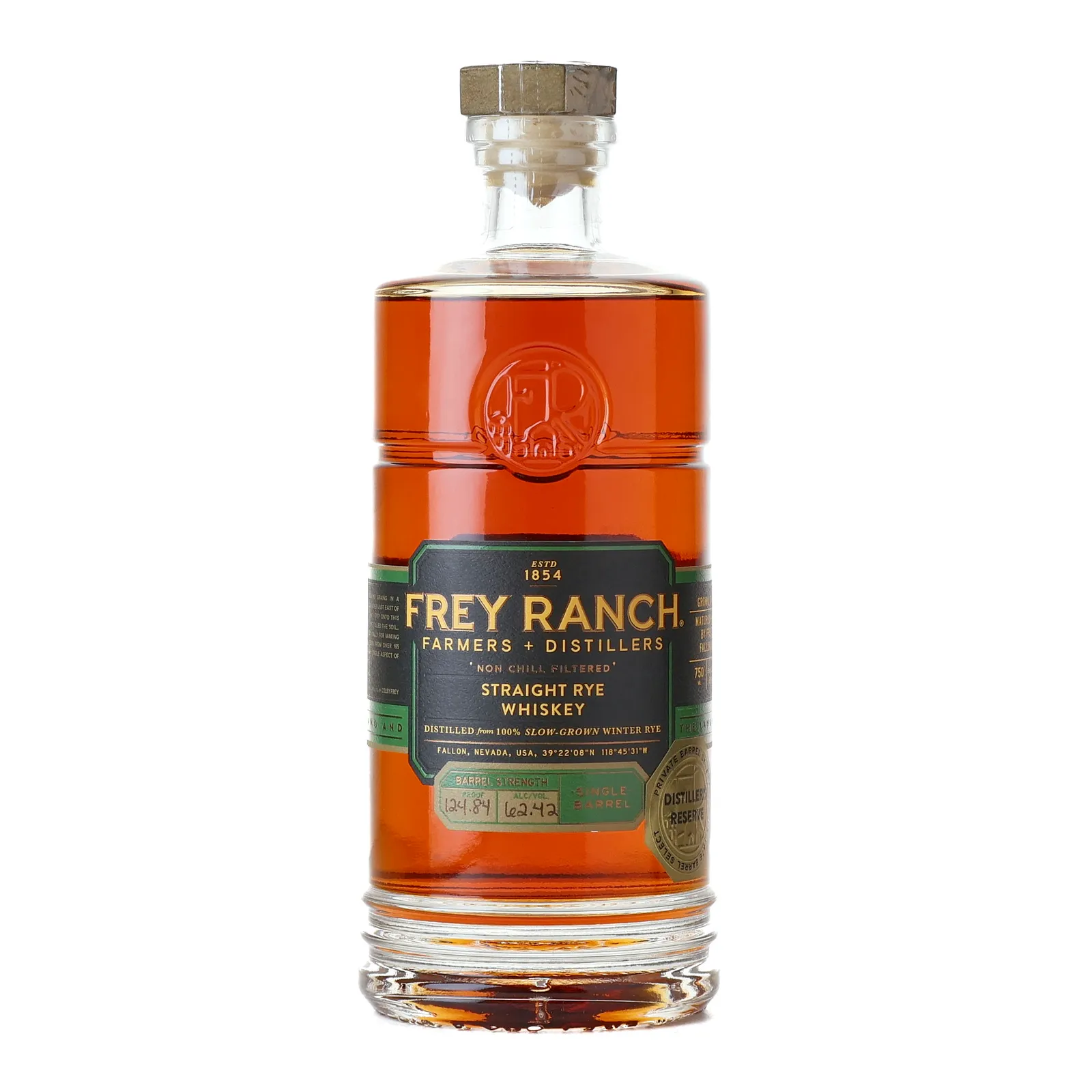 Frey Ranch Distiller's Reserve Private Barrel Select Straight Rye Whiskey, 62.42% whisky bottle