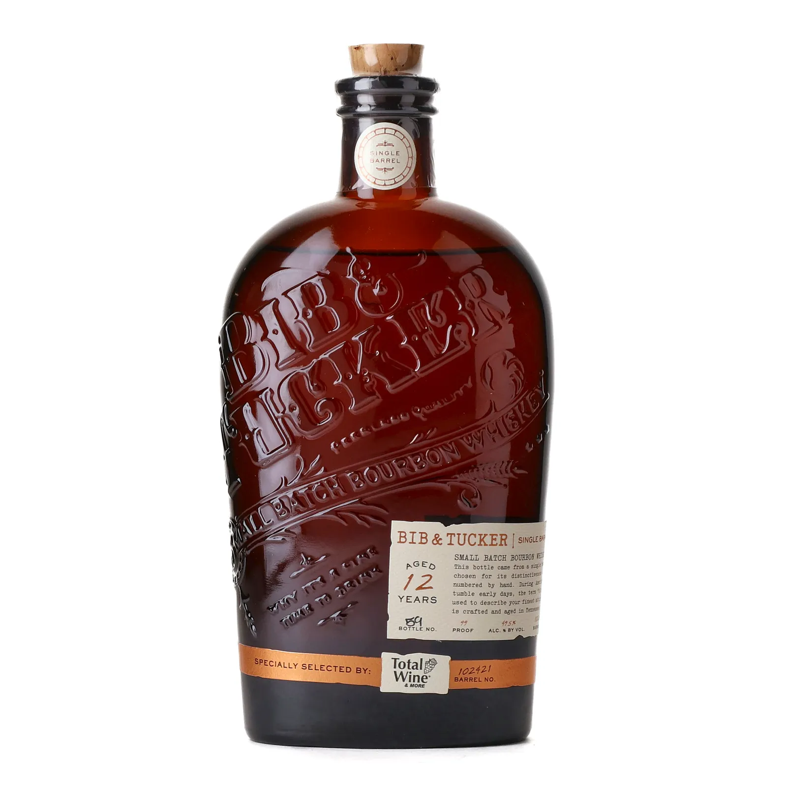 Bib & Tucker Single Barrel Total Wine & More Selection 12 Year Old, Cask #102421, 49.5% whisky bottle