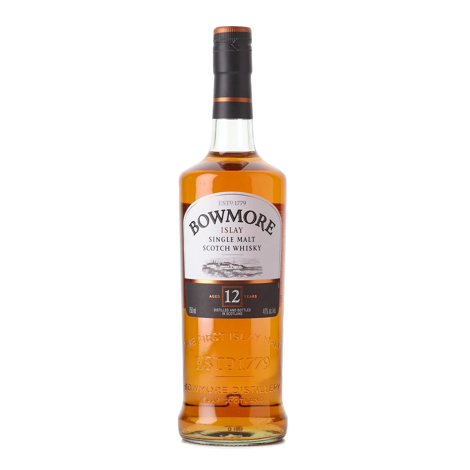 Bowmore 12 Year Old, 40% whisky bottle