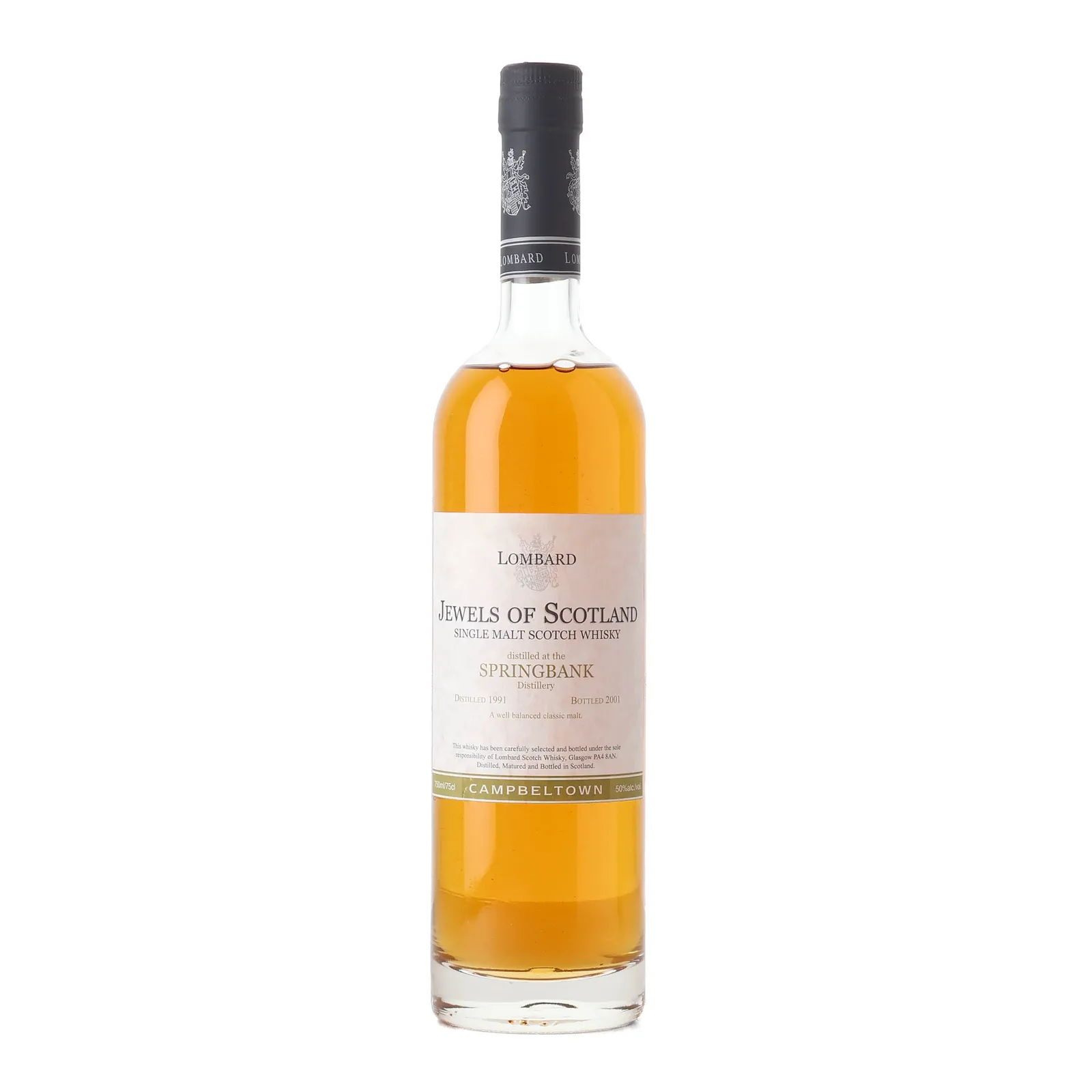 Springbank Jewels of Scotland, 1991, Lombard, 50% whisky bottle