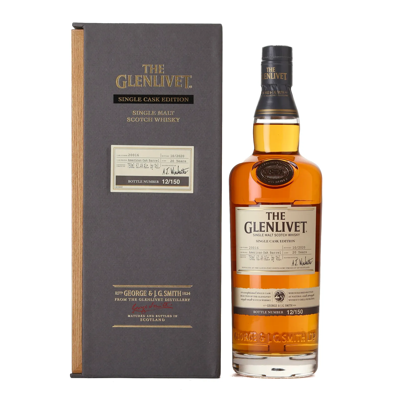 Glenlivet Single Cask Edition 20 Year Old, American Oak Cask, Cask #20016, 2020, 62.4% whisky bottle