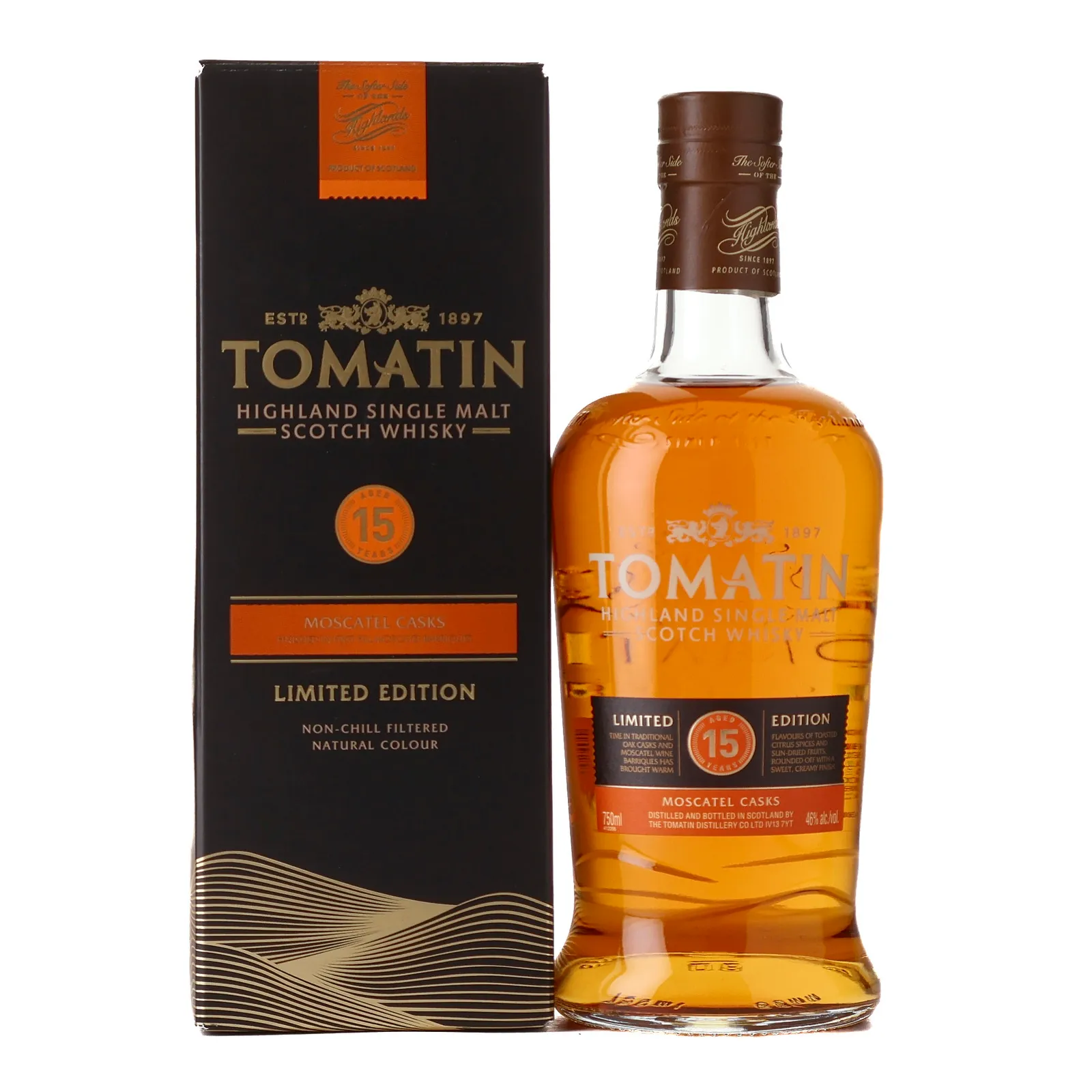 Tomatin 15 Year Old, Moscatel Cask, 2018, 46% whisky bottle