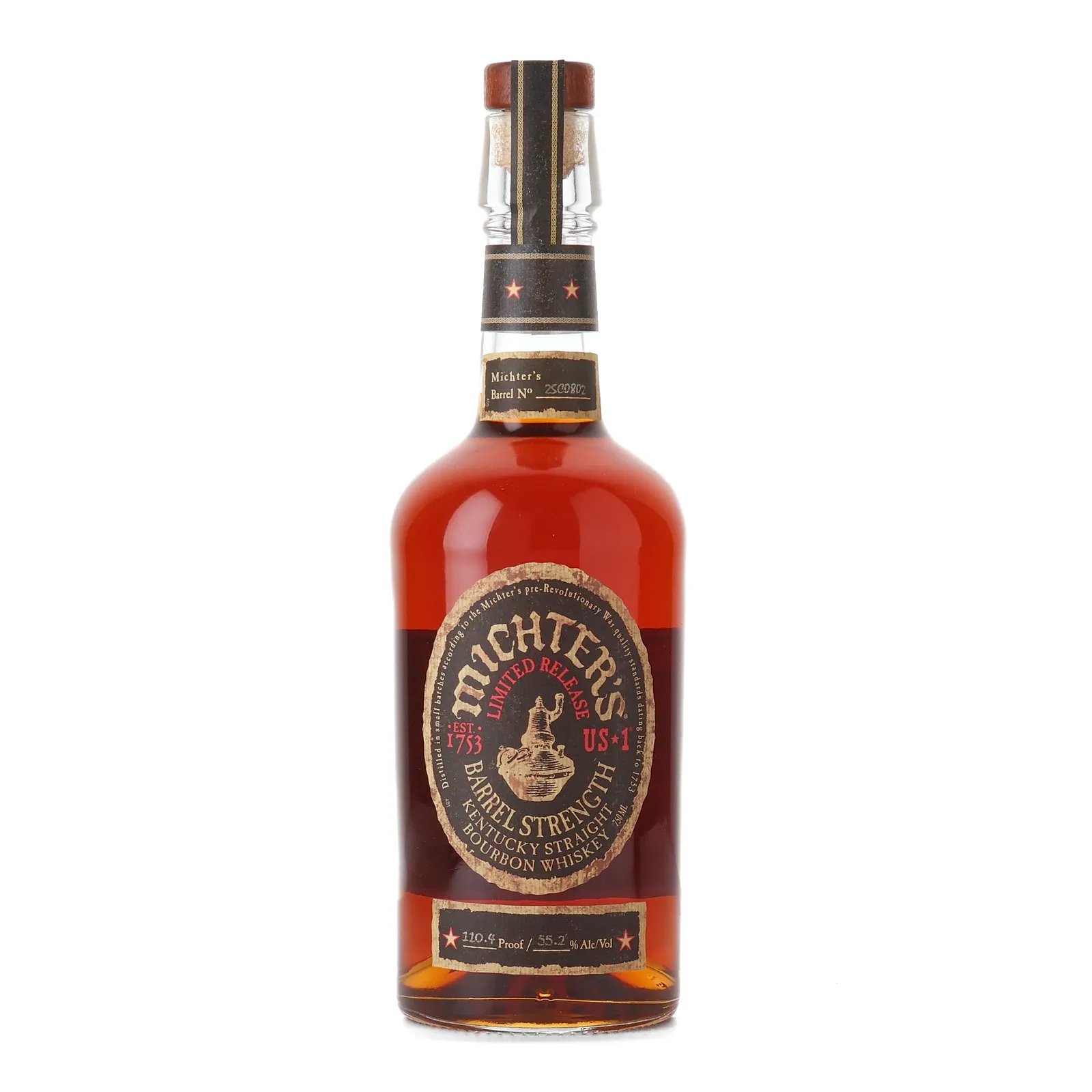 Michter's US*1 Barrel Strength Bourbon, New American Oak Cask, Cask #25C0802, 2025, 55.2% whisky bottle