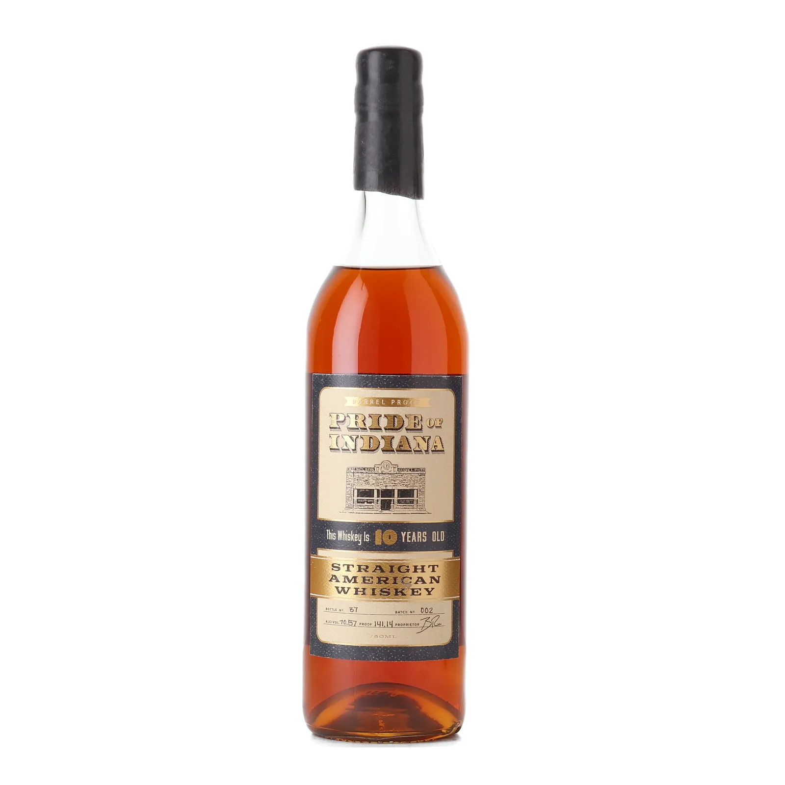 Pride of Indiana 10 Year Old, Batch No. 002, Manifest Distilling LLC, 70.57% whisky bottle