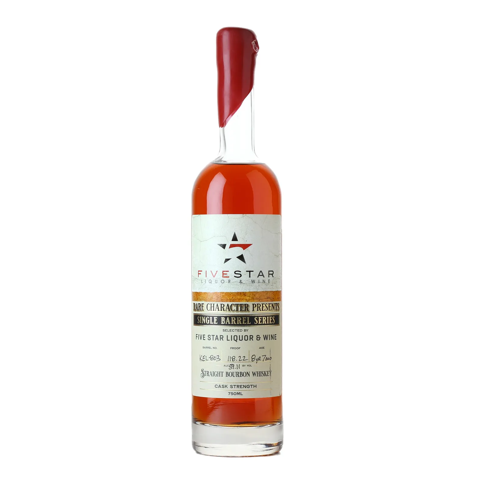 Rare Character Single Barrel Series Five Star Liquor & Wine 8 Year Old, Cask #KEL-803, 2016, Rare Character Whiskey Co., 59.11% whisky bottle