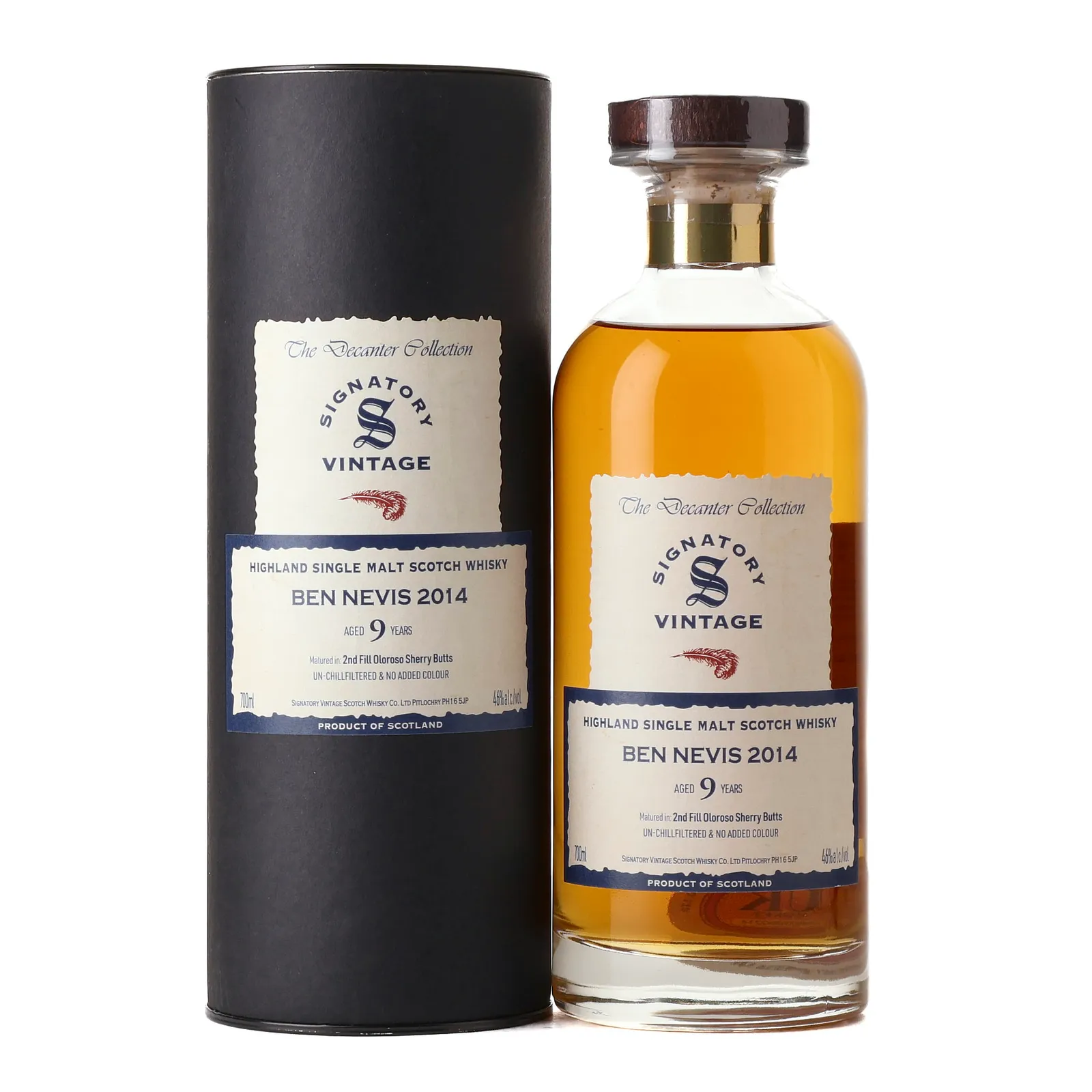 Ben Nevis Decanter Collection 9 Year Old, Oloroso Sherry Cask, 2014, Signatory Vintage, 46% whisky bottle