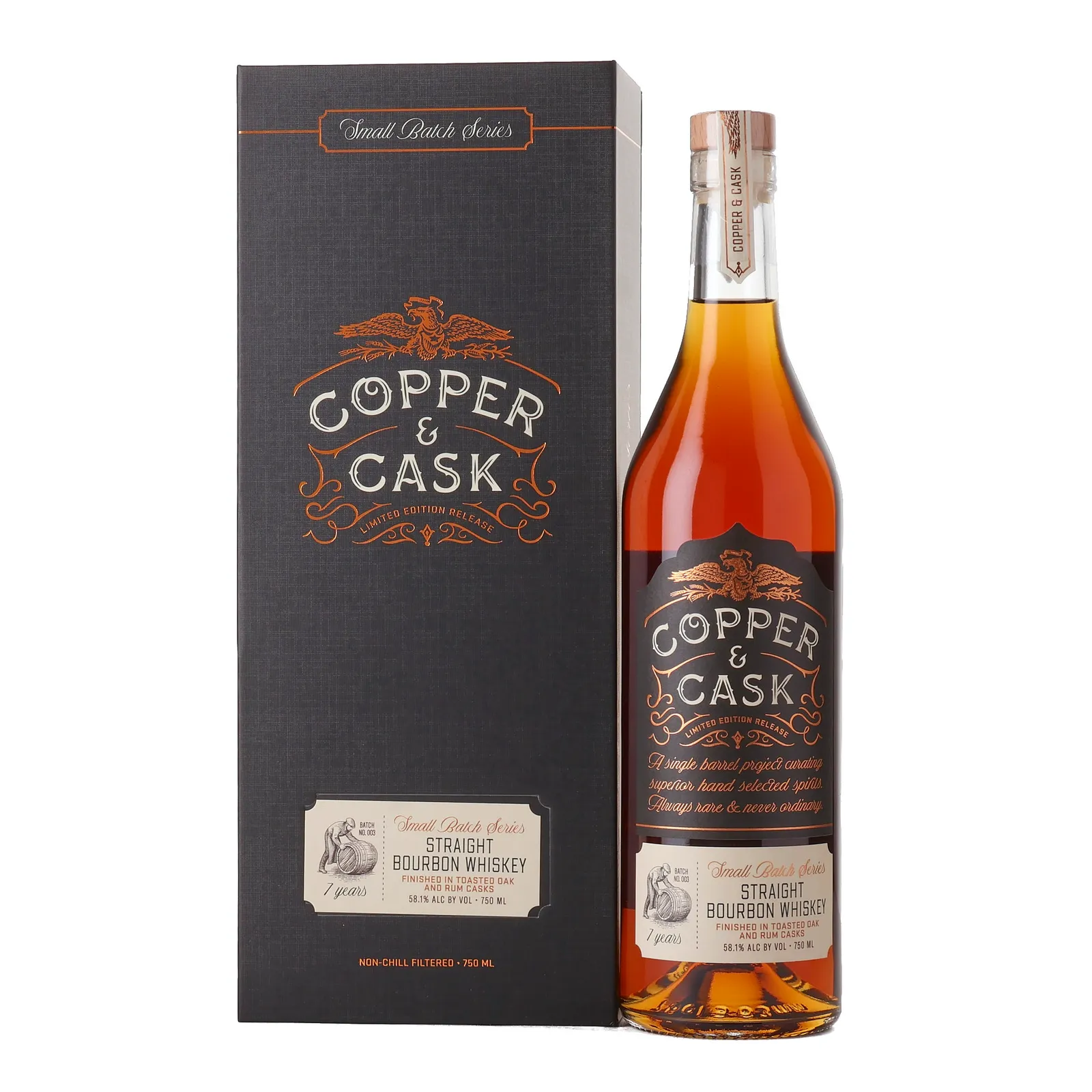 Copper & Cask Small Batch No. Series 7 Year Old, Rum & Toasted Oak Cask, Batch No. 003, 2016, Copper & Cask, 58.1% whisky bottle