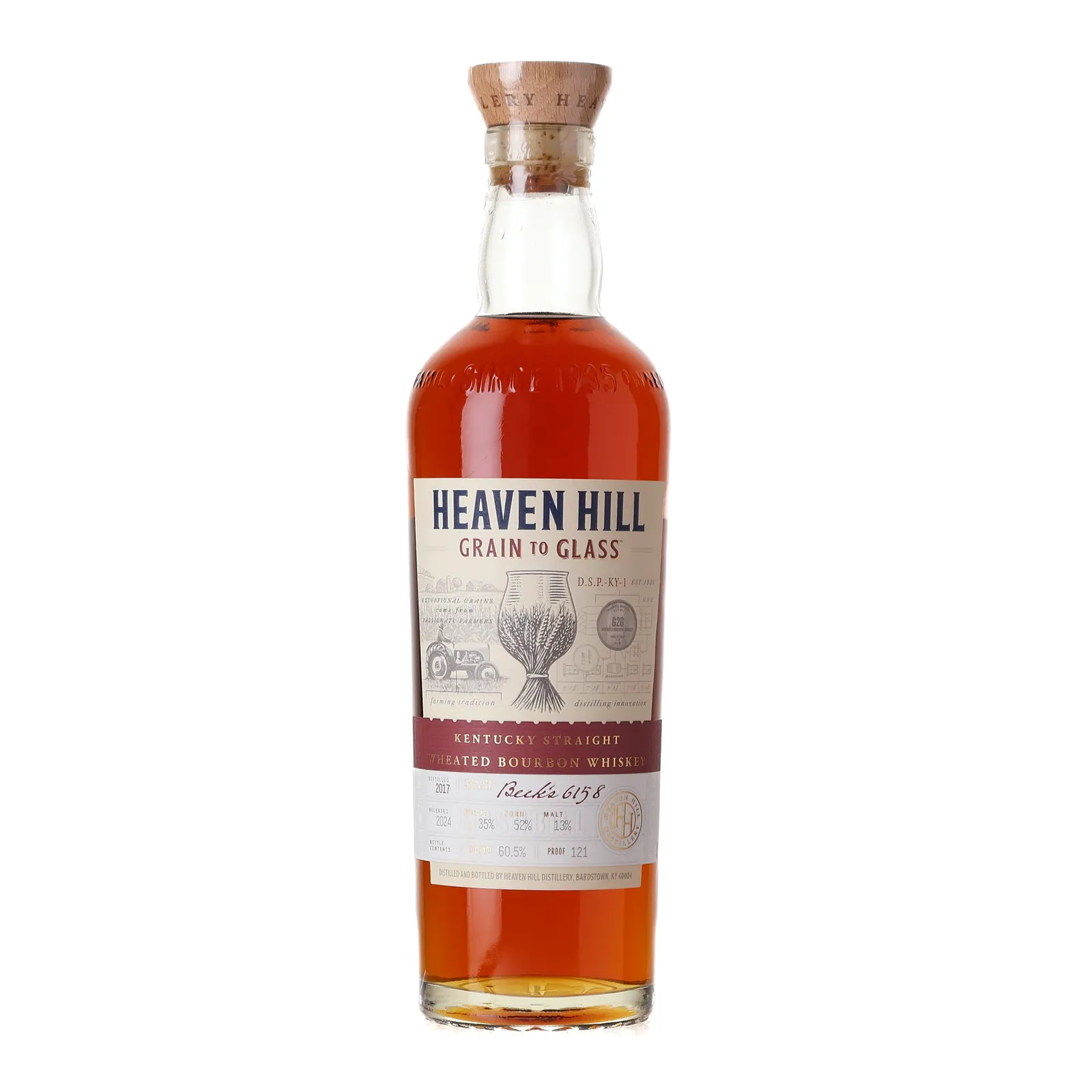 Heaven Hill Grain to Glass Kentucky Straight Wheated Bourbon Whiskey 6 Year Old, New Charred American Oak Cask, 2024, 60.5% whisky bottle