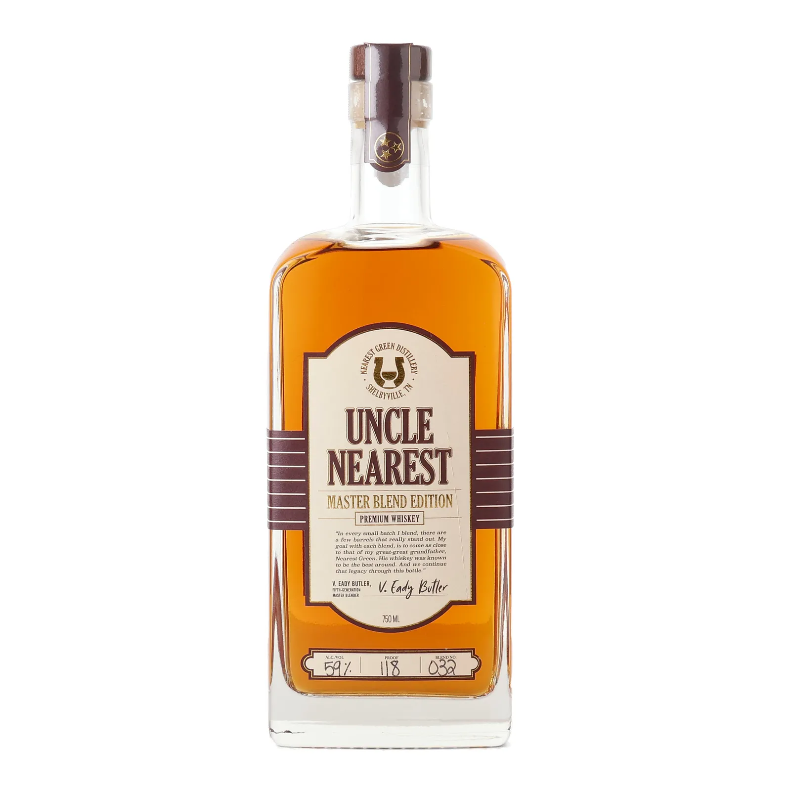 Uncle Nearest Master Blend Edition, New American Oak Cask, Batch No. 032, 2023, 59% whisky bottle