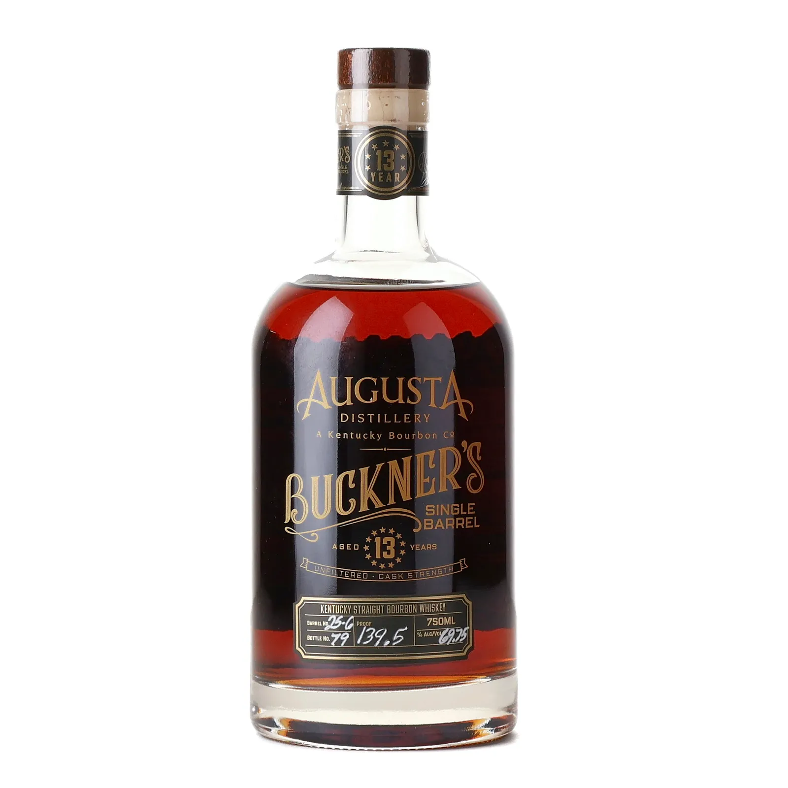 Augusta Distillery Buckner's 13 Year Old, New Charred American Oak Cask, Cask #25-6, 69.8% whisky bottle