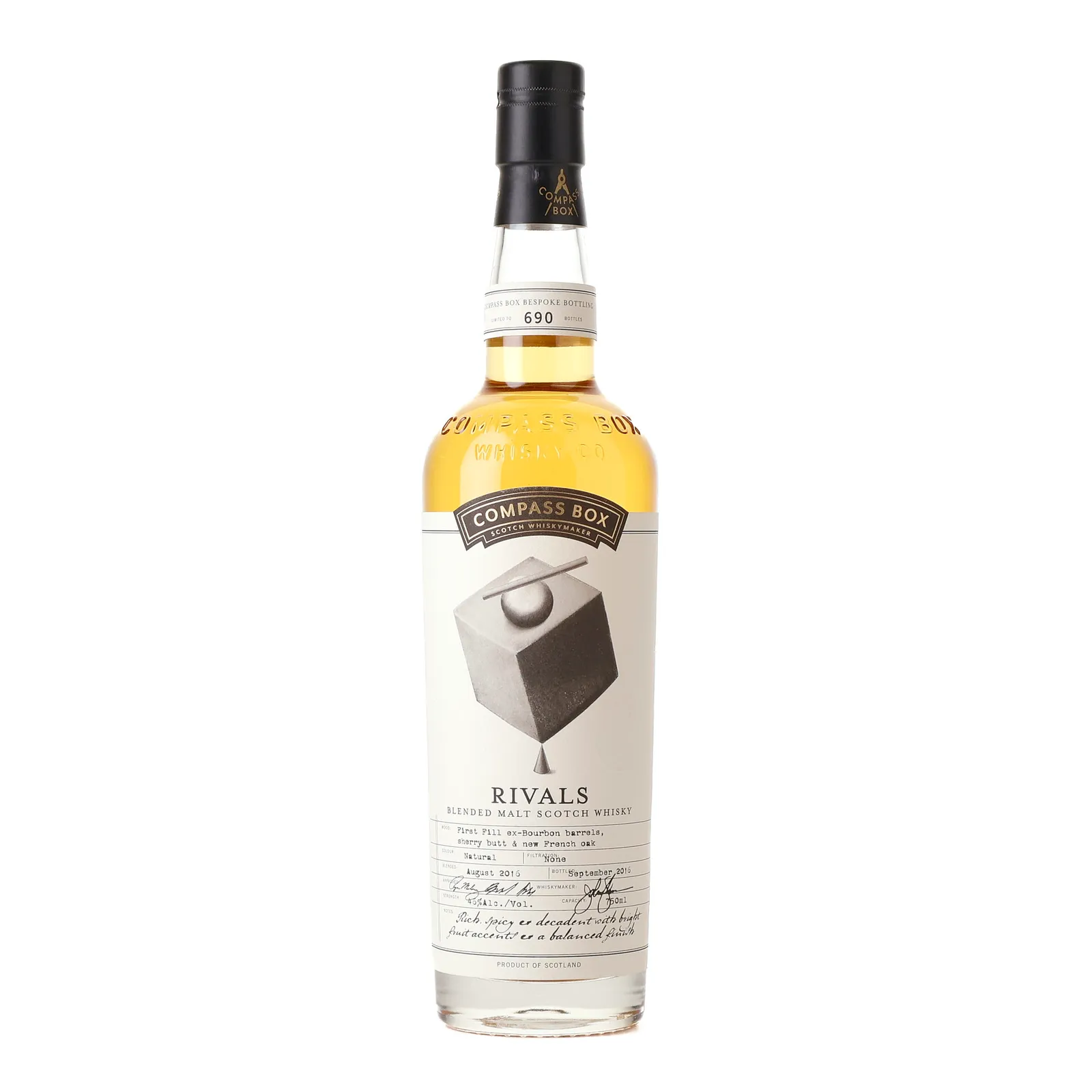 Compass Box Rivals, 2016, 46% whisky bottle