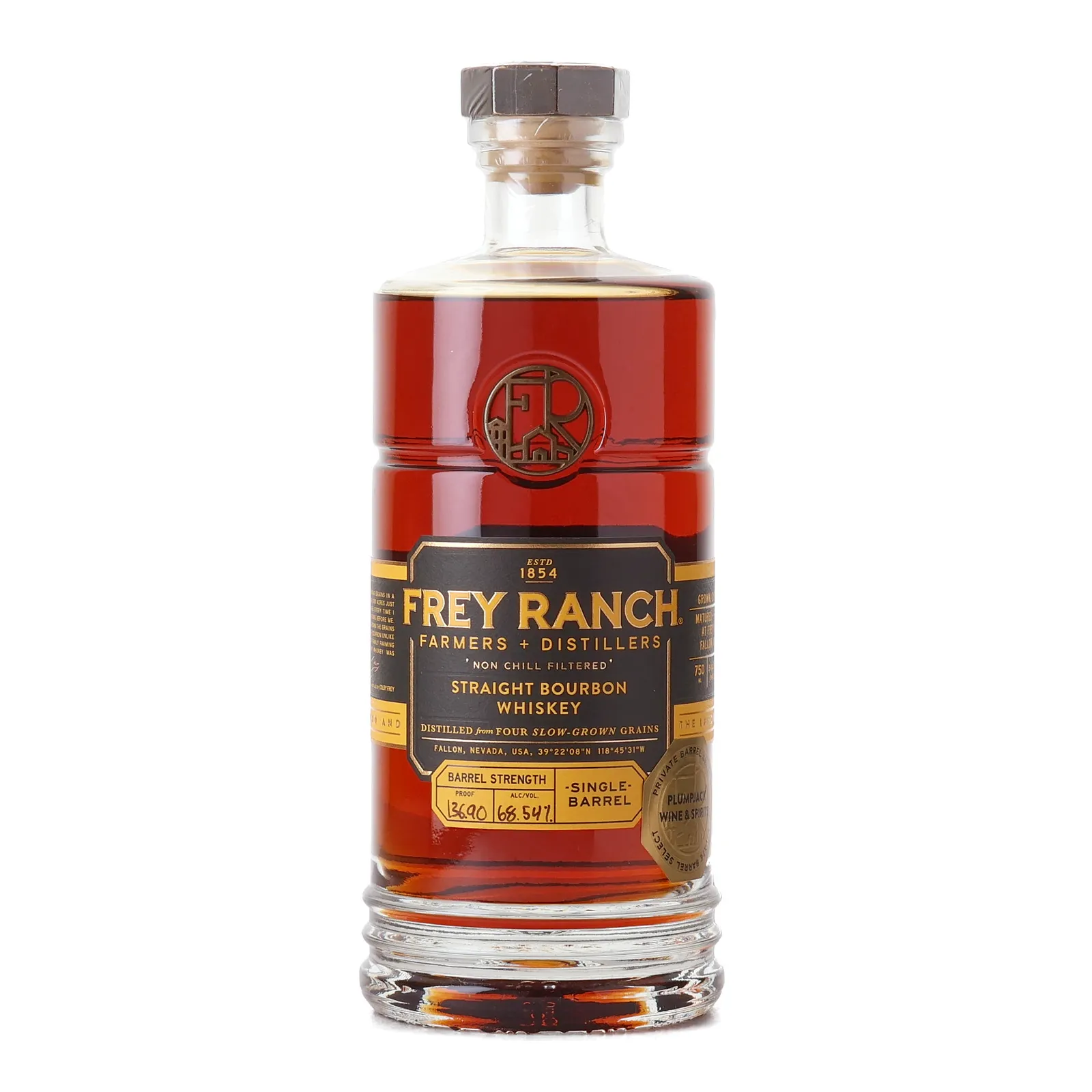 Frey Ranch Farmers + Distillers Straight Bourbon PlumpJack Private Barrel Selection, Cask #1108, 2023, 68.5% whisky bottle