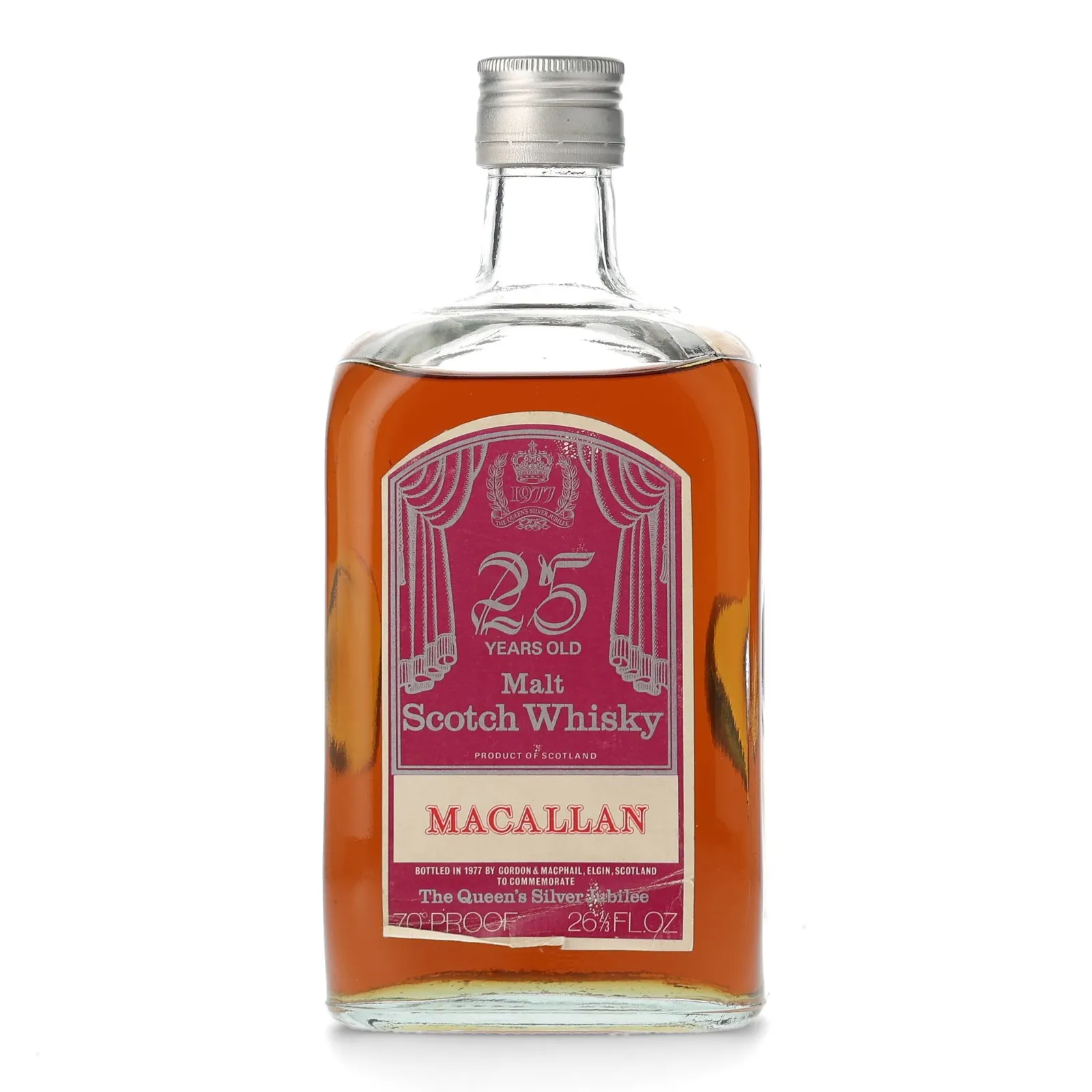 Macallan The Queen's Silver Jubilee 25 Year Old, 1977, Gordon & MacPhail, 40% whisky bottle