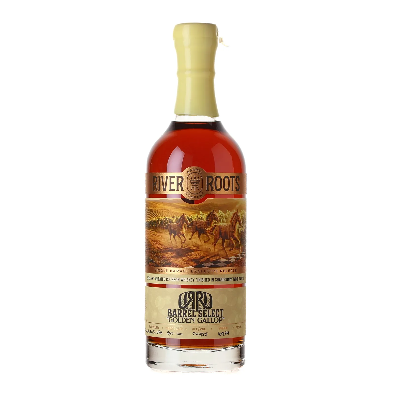 River Roots Golden Gallop Barrel Select 8 Year Old, Chardonnay Cask, Cask #SS-W-A03-RU, River Roots Barrel Co., 54.92% whisky bottle