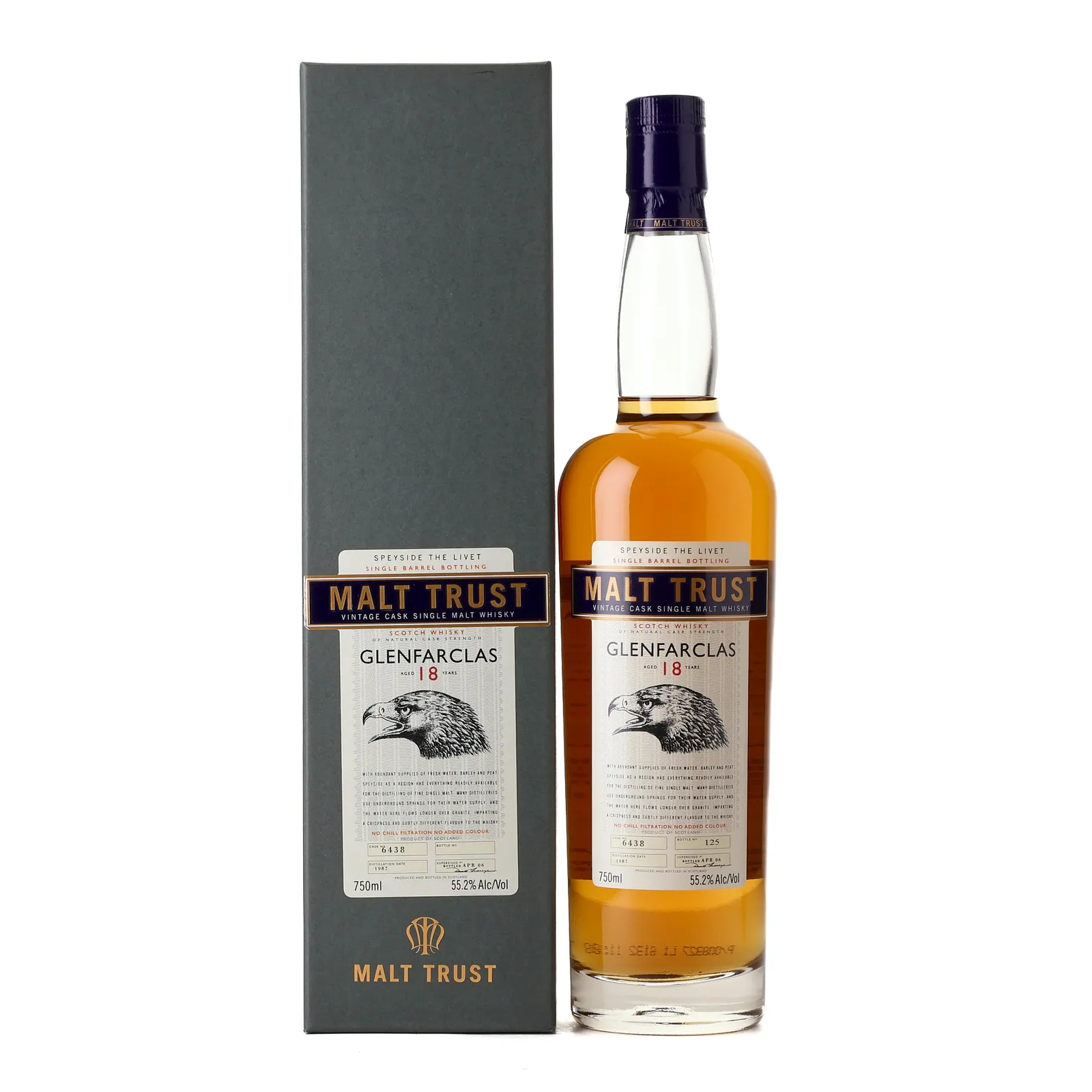 Glenfarclas 18 Year Old, Cask #6438, 1987, Malt Trust, 55.2% whisky bottle