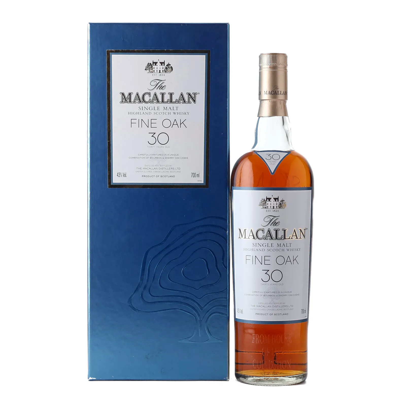 Macallan Fine Oak 30 Year Old, Sherry-seasoned European & American Oak & Bourbon Cask, 43% whisky bottle