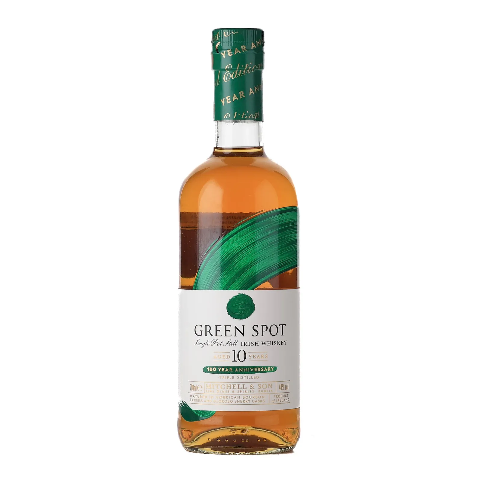 Green Spot 100 Year Anniversary 10 Year Old, Bourbon & Sherry Cask, 46% whisky bottle