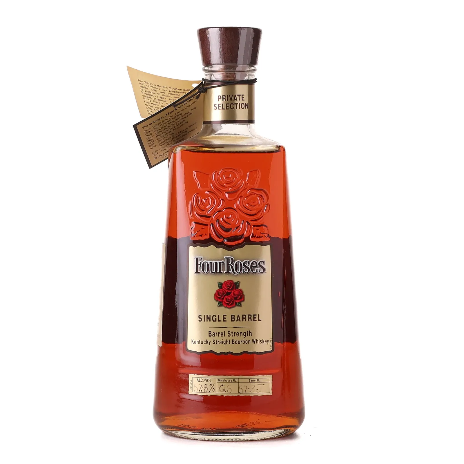 Four Roses Barrel Strength OESO Private Barrel Selection 10 Year Old, New Charred Oak Cask, Cask #57-3J, Batch No. QS 57-3J, 57.8% whisky bottle