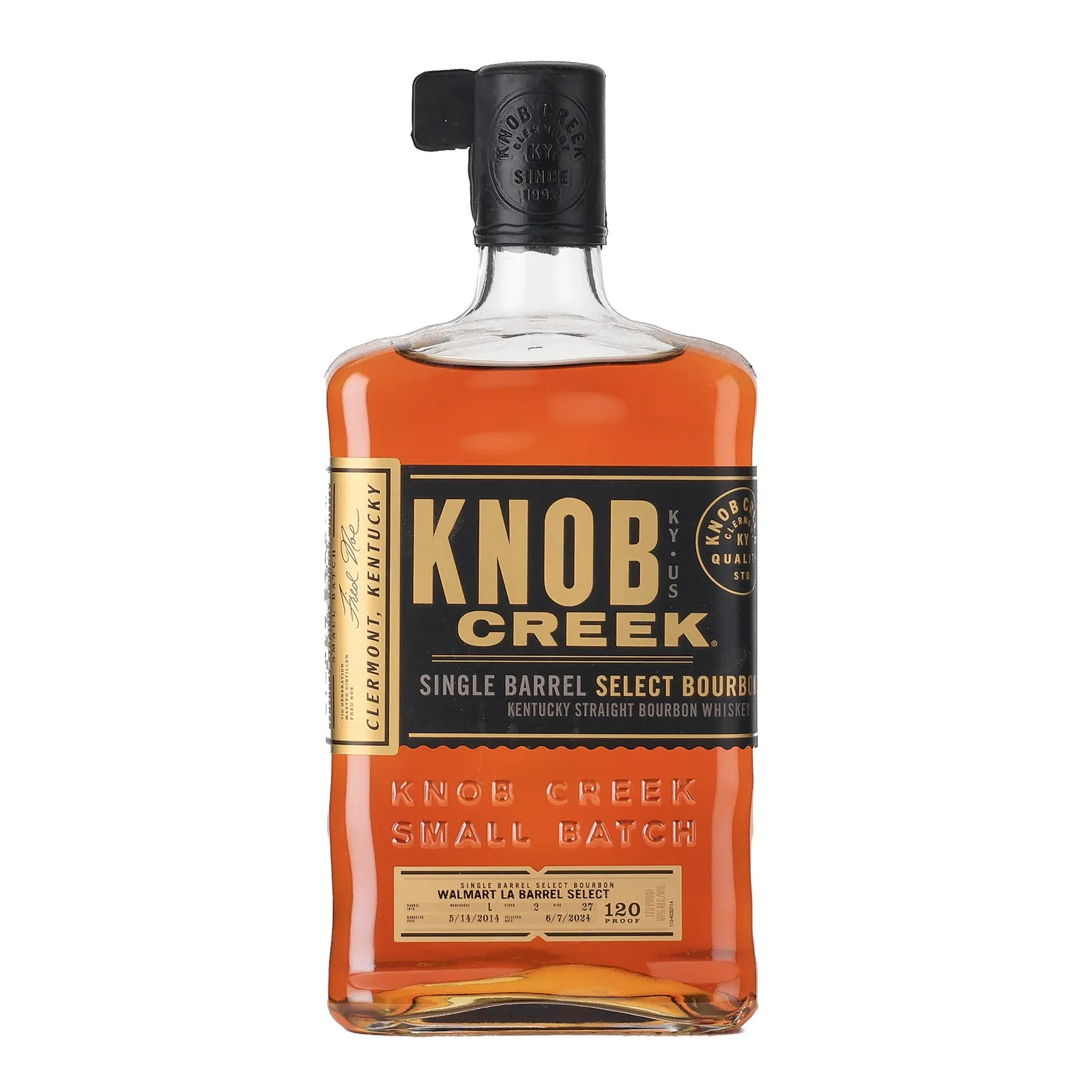 Knob Creek Single Barrel Select Bourbon Walmart LA Barrel Select 10 Year Old, Bourbon Cask, 2024, 60% whisky bottle