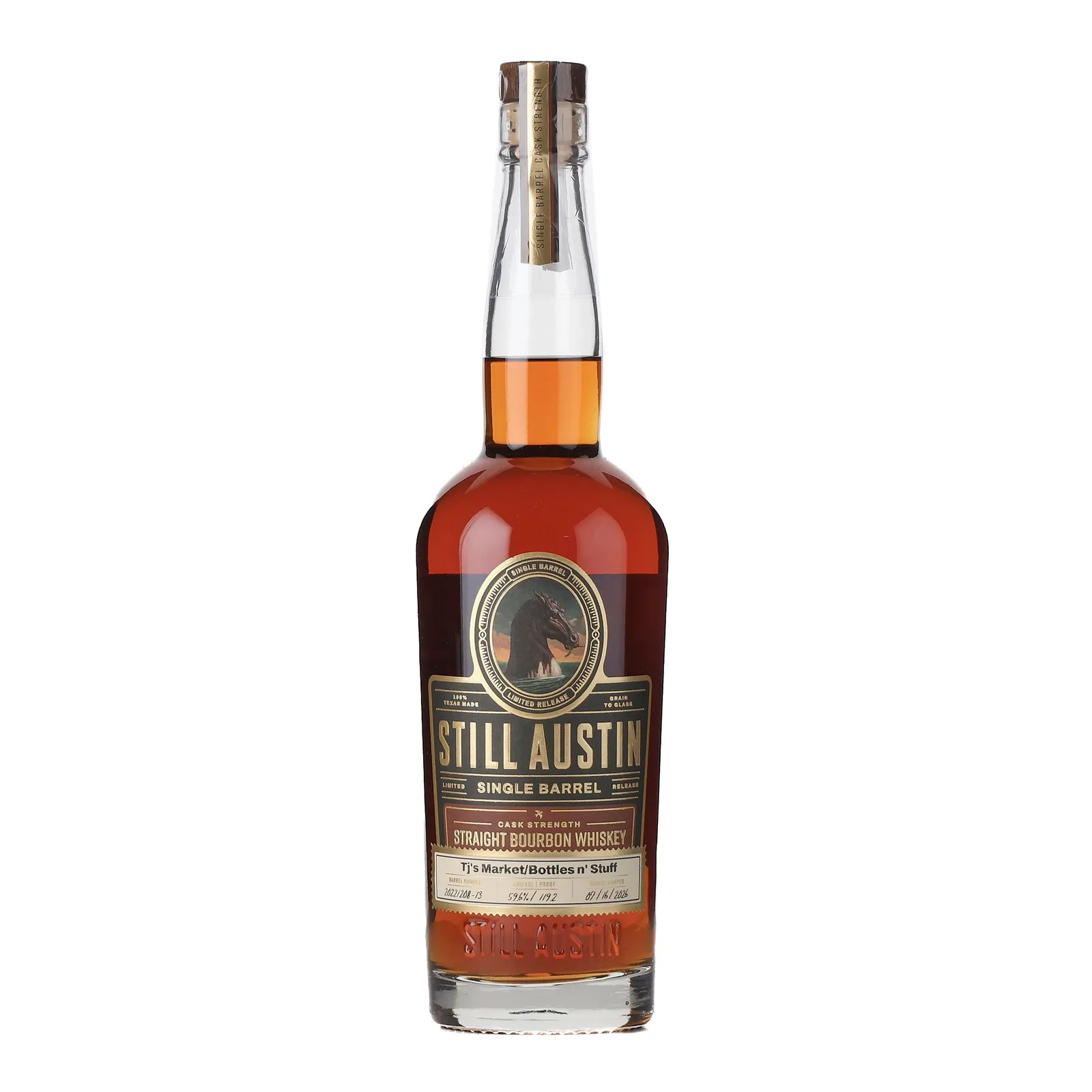 Still Austin Single Barrel Cask Strength Straight Bourbon Whiskey 'Tj's Market/Bottles n' Stuff' 3 Year Old, Cask #20221208-13, 2026, 59.6% whisky bottle