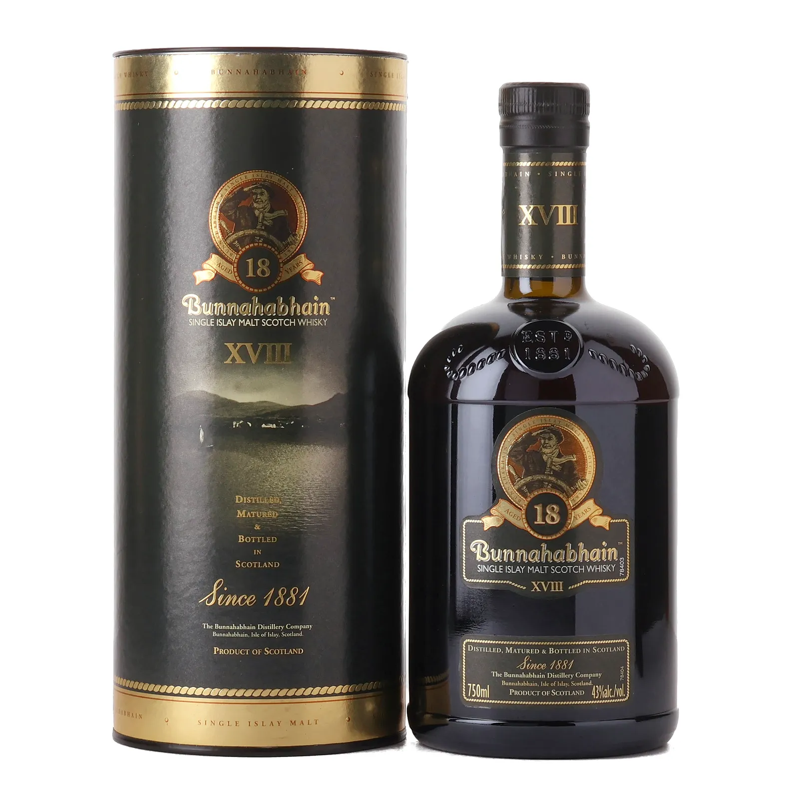 Bunnahabhain XVIII 18 Year Old, Bourbon & Sherry Cask, 43% whisky bottle