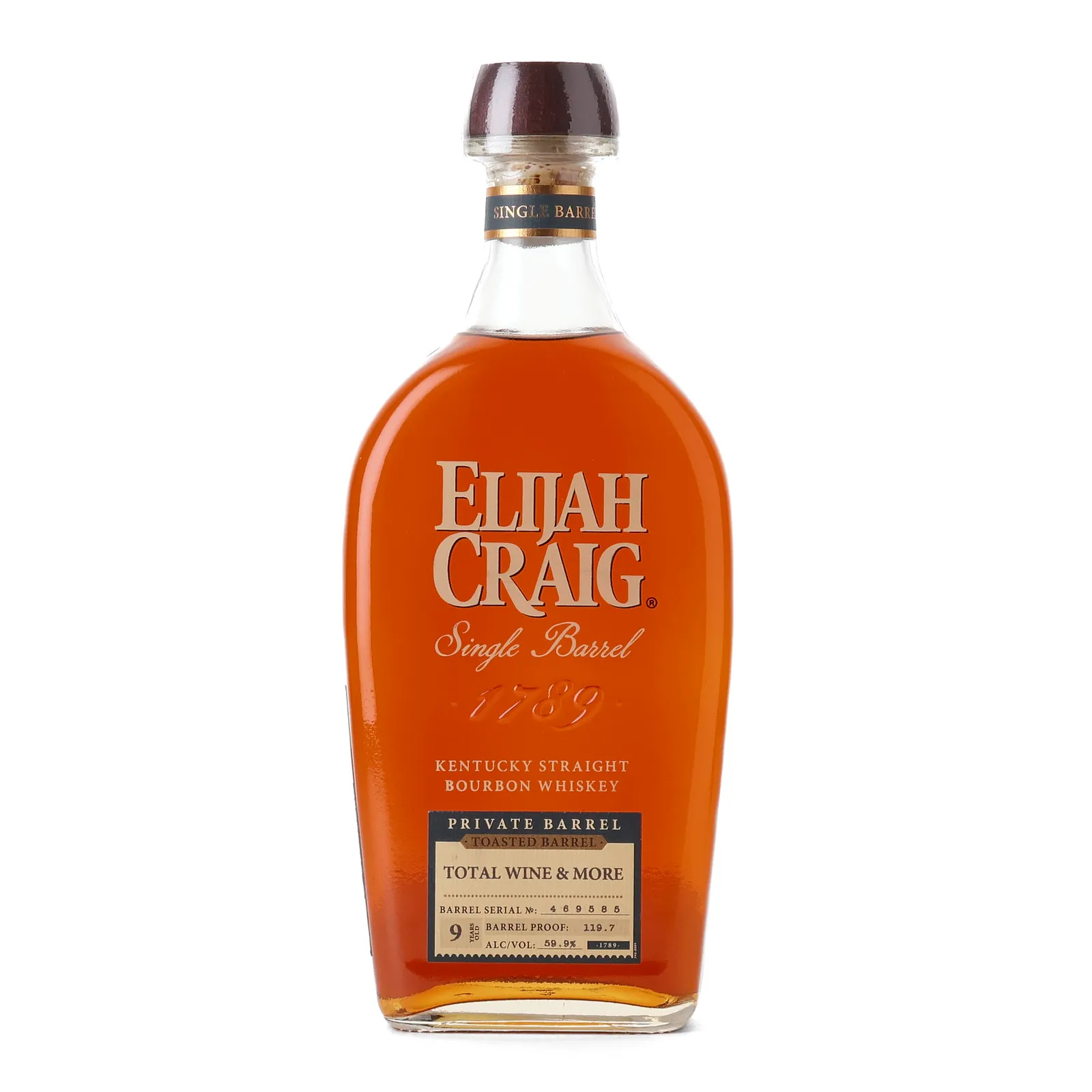 Elijah Craig Toasted Barrel Private Barrel Selection 9 Year Old, Cask #469585, 59.9% whisky bottle