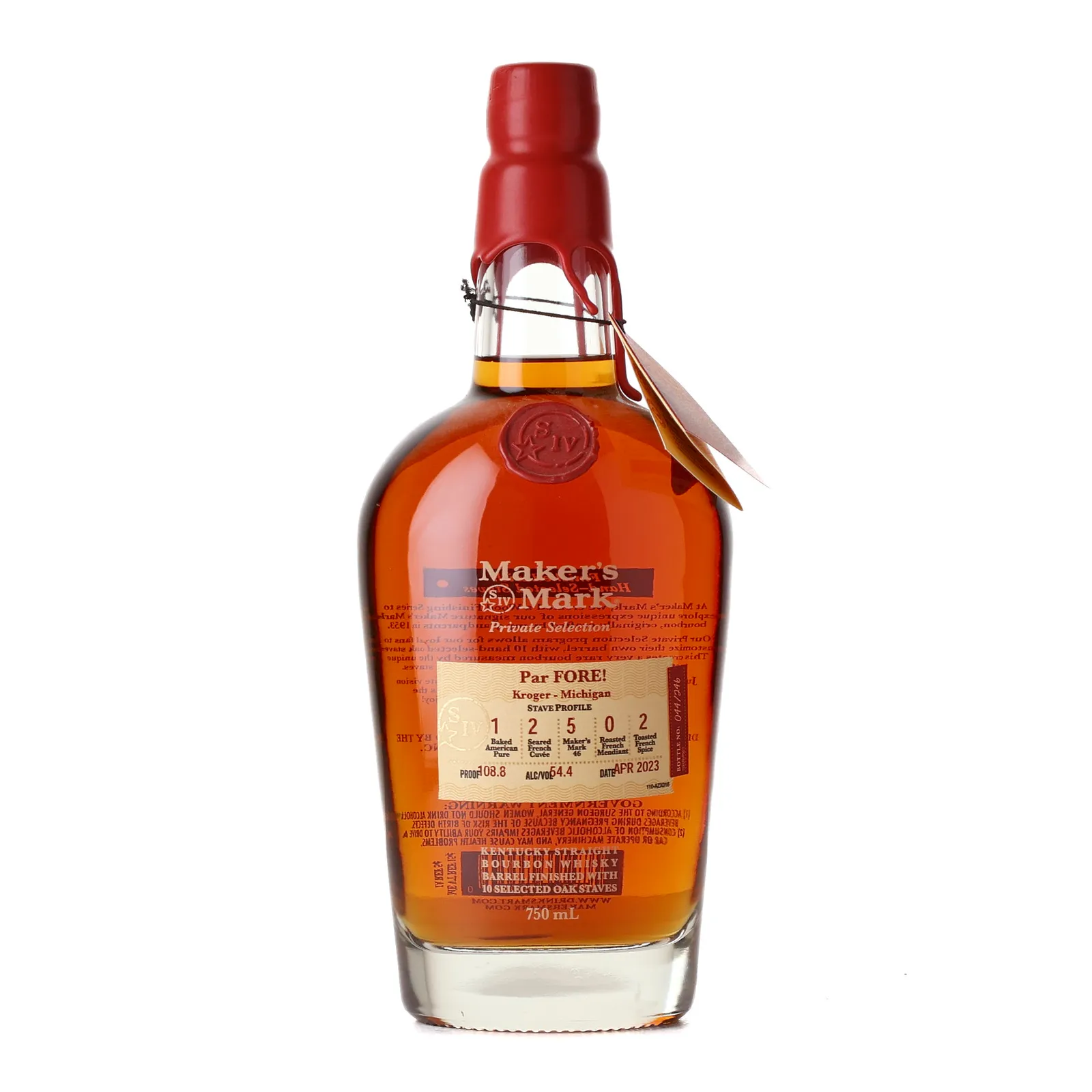 Maker's Mark Private Selection Kroger - Michigan 'Par FORE!', Oak Cask, 2023, 54.4% whisky bottle