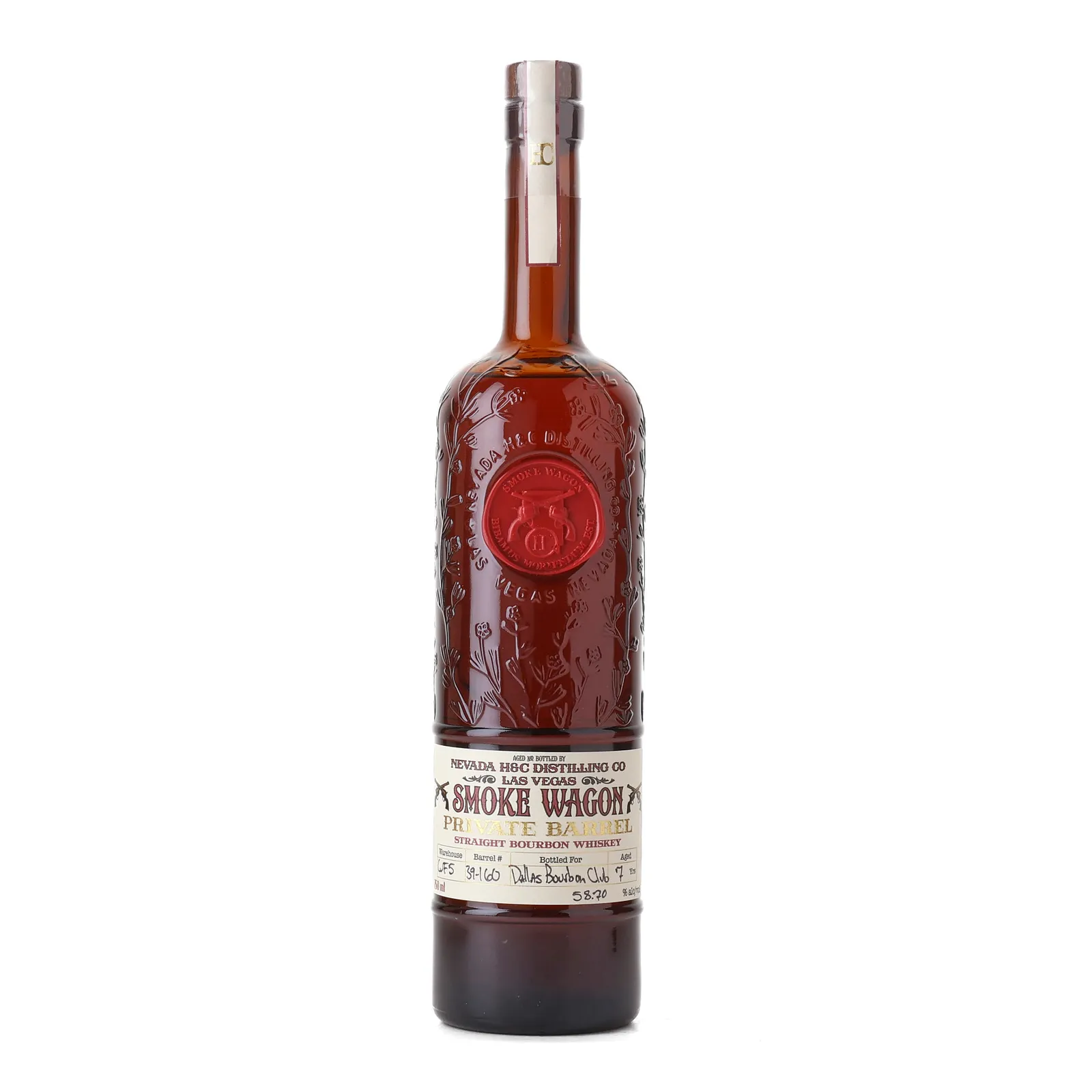 Smoke Wagon Private Barrel 'Dallas Bourbon Club' 7 Year Old, Cask #39-160, 58.7% whisky bottle