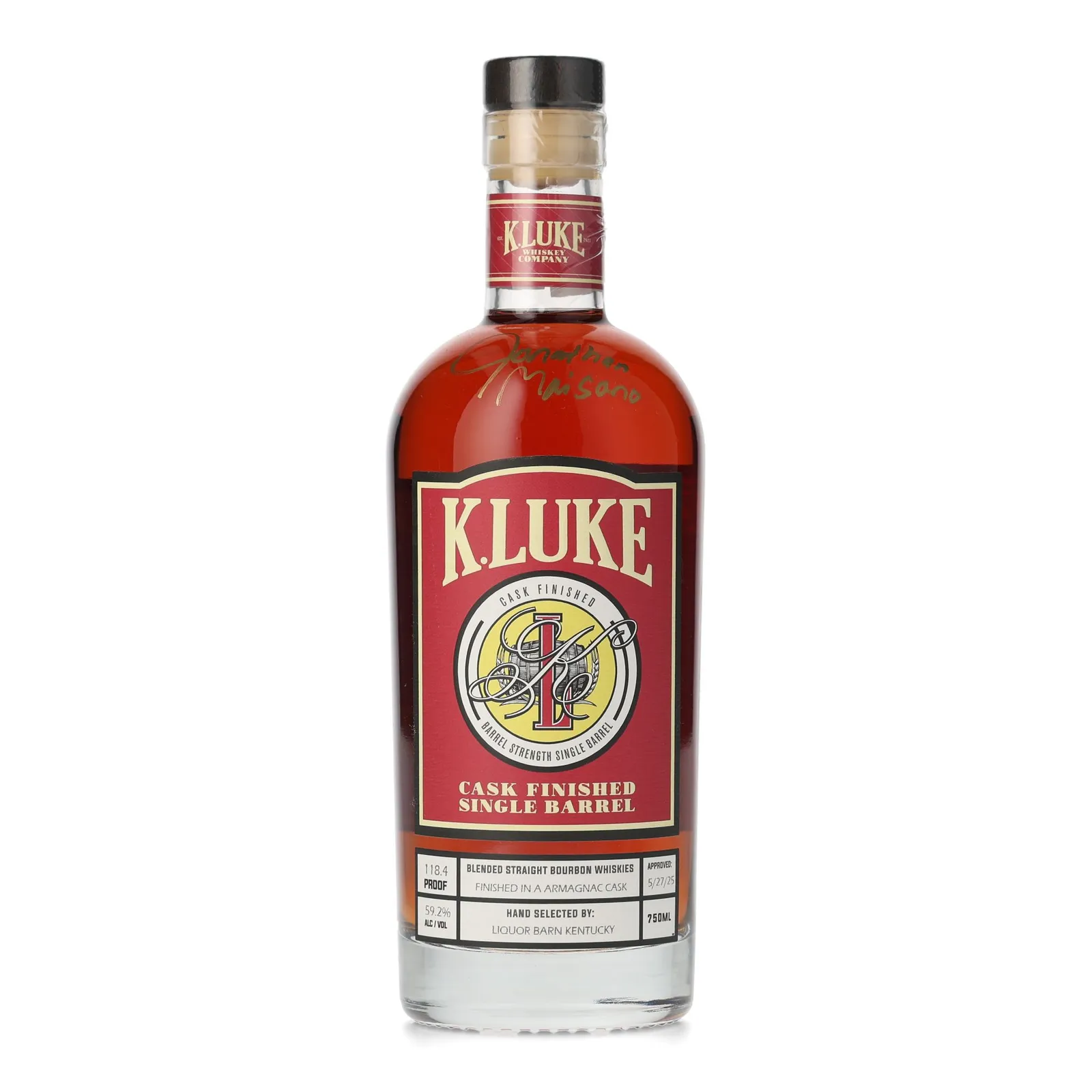 K. Luke Armagnac Cask Blended Bourbon Liquor Barn Private Barrel Selection, Armagnac Cask, 2025, 59.2% whisky bottle