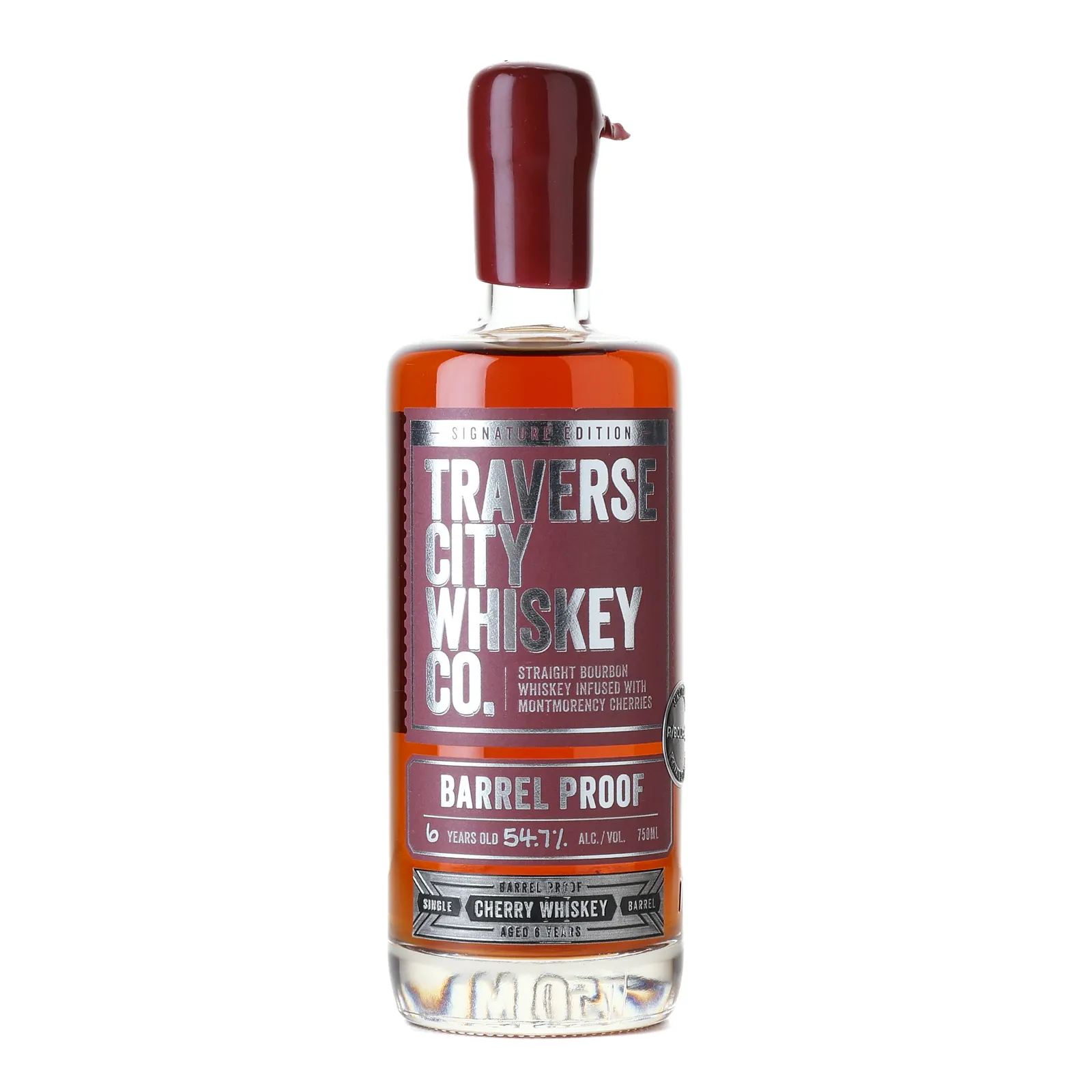 Traverse City Whiskey Co. Barrel Proof 'Montmorency Cherry Infused' Bourbon 'R/Bourbon' Private Barrel Selection 6 Year Old, New Charred Oak, Cherry Infused Cask, 54.7% whisky bottle
