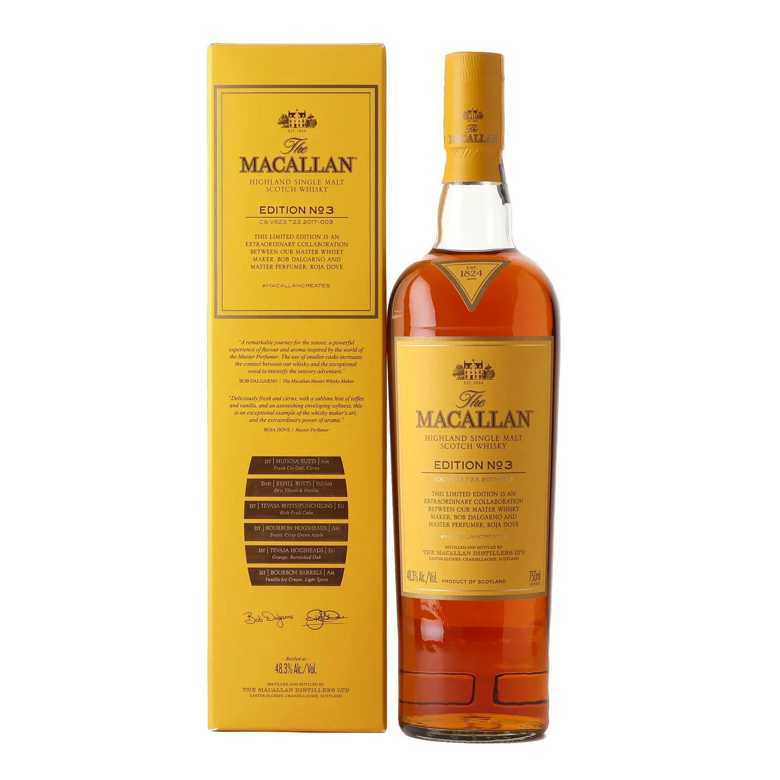 Macallan Edition No. 3, Sherry Cask, Bourbon Cask, Batch 3, 2017, 48.3% whisky bottle