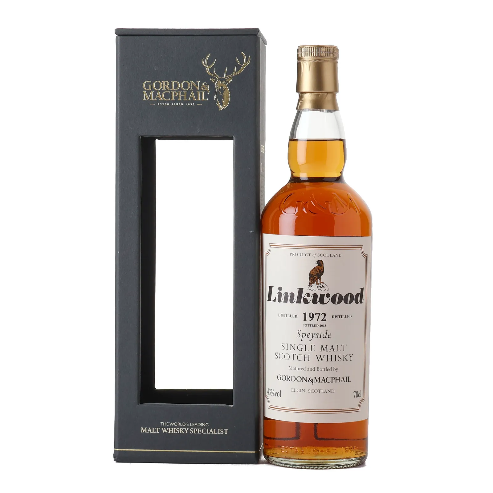 Linkwood 40 Year Old, Sherry Cask, Cask #14796, 1972, Gordon & MacPhail, 43% whisky bottle