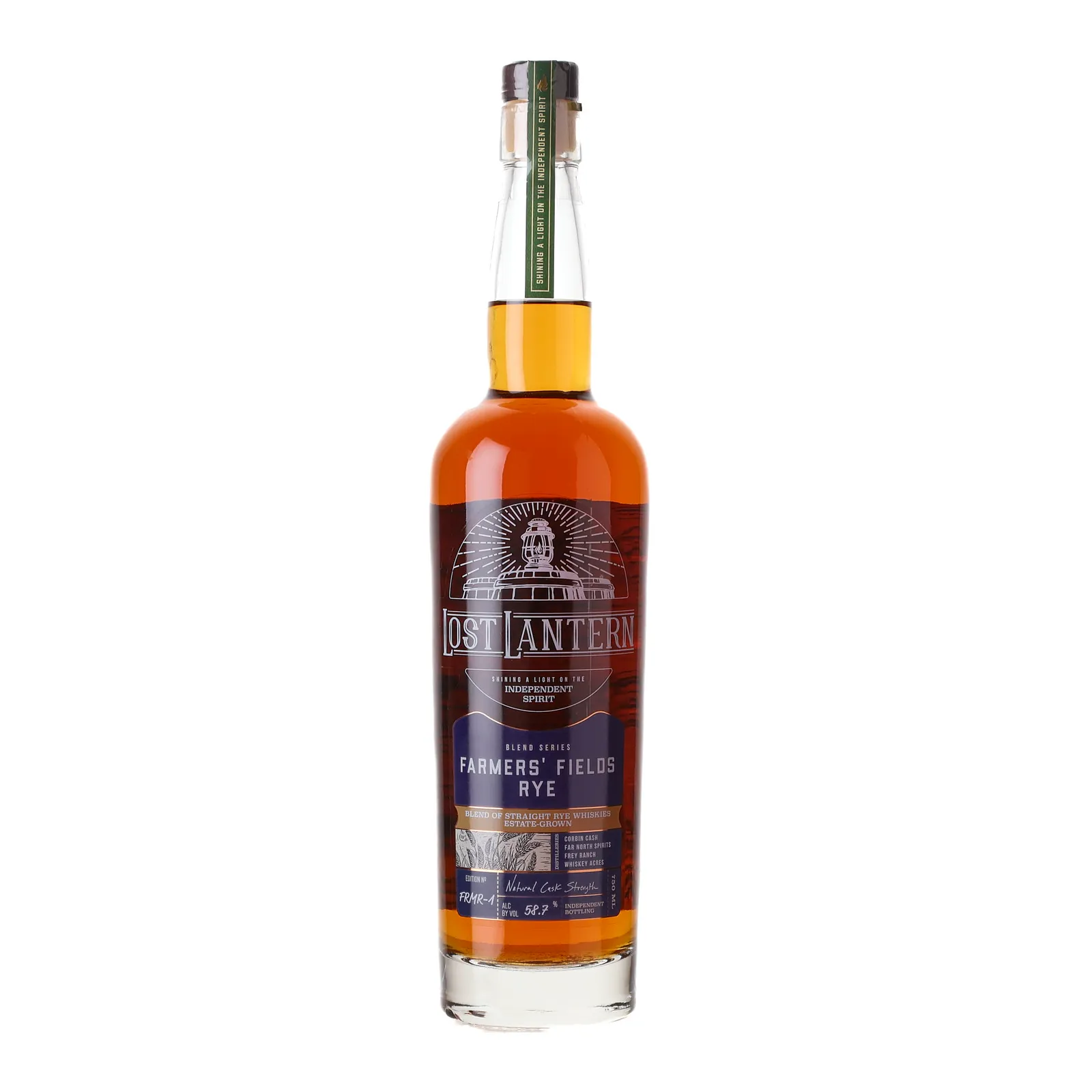 Lost Lantern Farmers' Fields Rye 3 Year Old, Batch No. FRMR-1, 58.7% whisky bottle