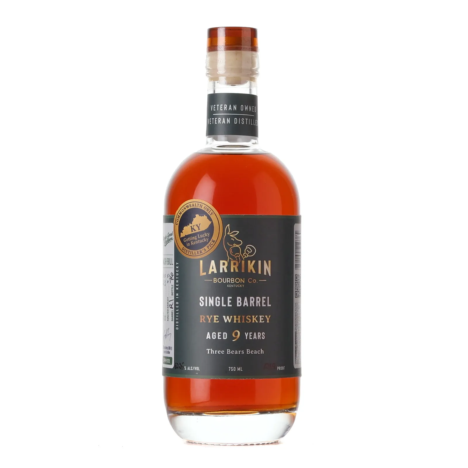 Larrikin Single Barrel Rye 'Kentucky' Private Barrel Selection 9 Year Old, New American Oak Cask, Cask #R1, Batch: Signed, 62.2% whisky bottle