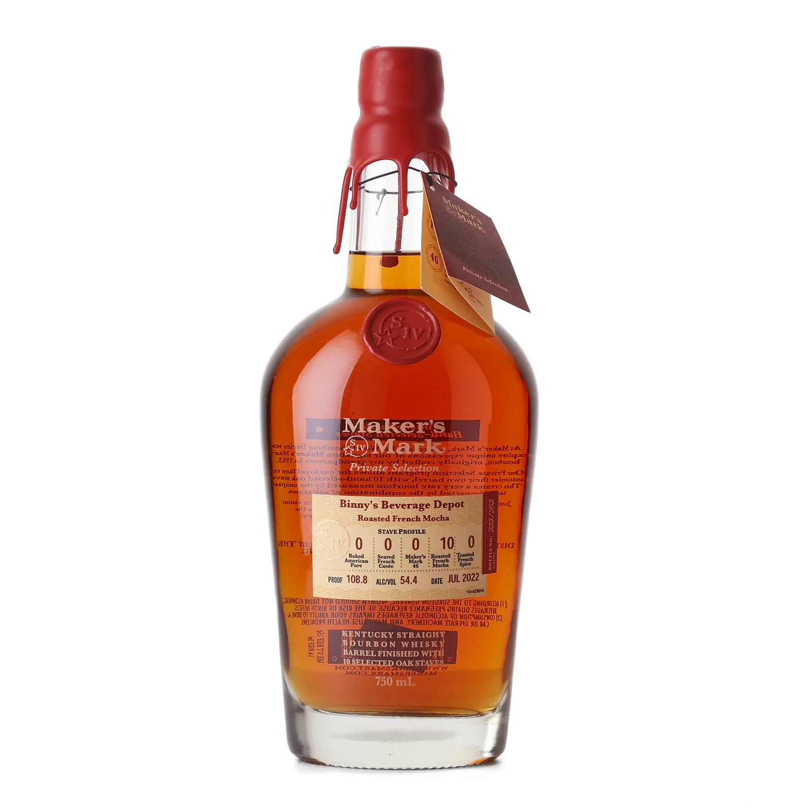 Maker's Mark Private Barrel Selection Binny's Roasted French Mocha, 2022, 54.4% whisky bottle