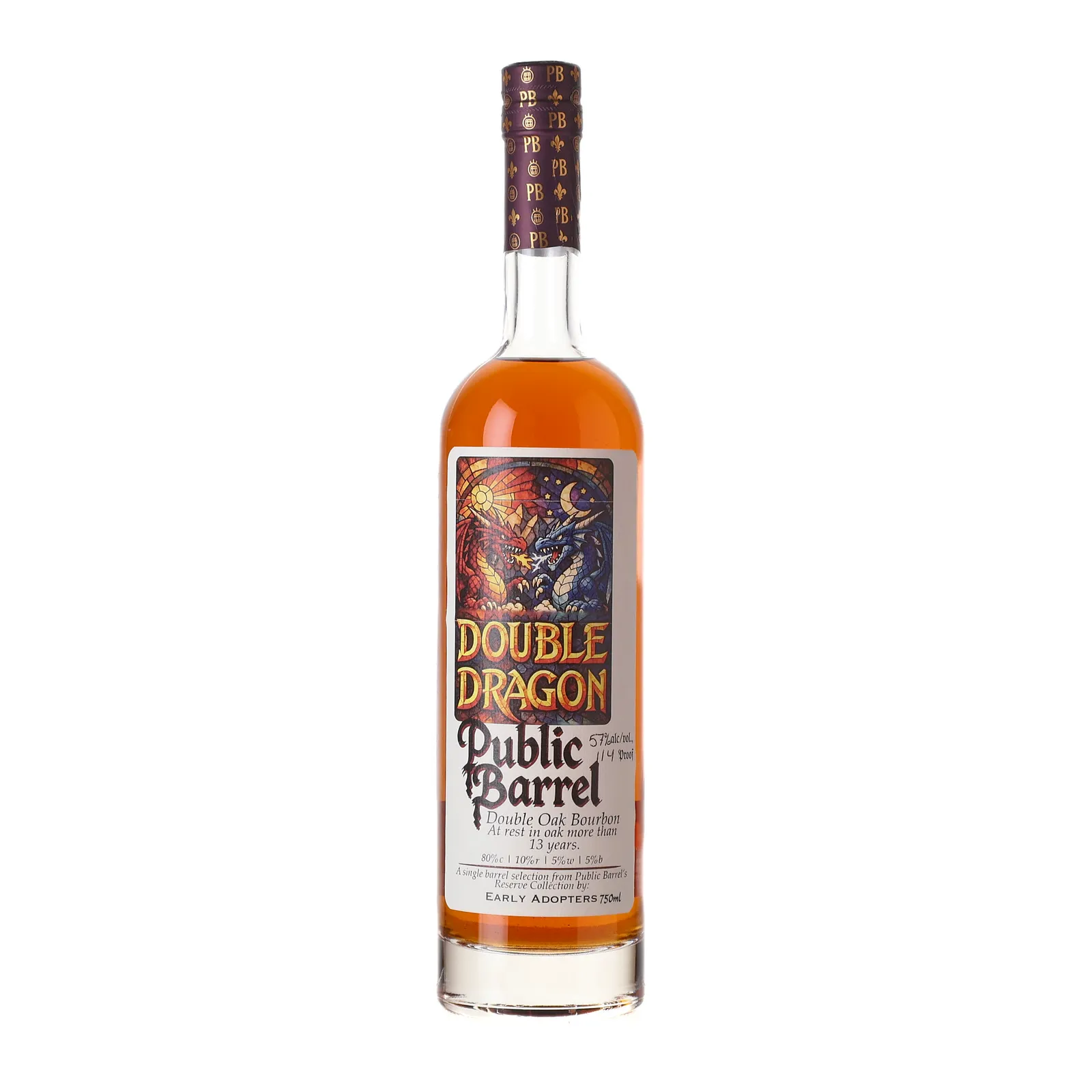 Public Barrel Double Dragon Double Oak Bourbon 13 Year Old, Oak Cask, 57% whisky bottle
