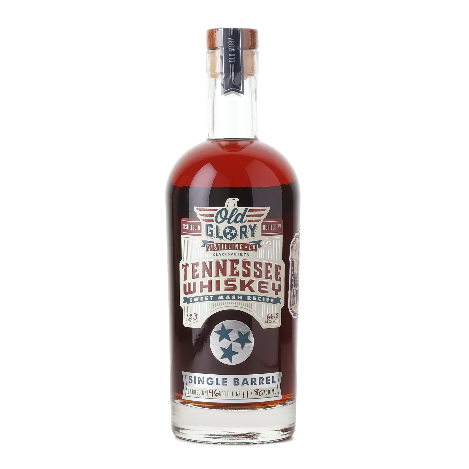 Old Glory Tennessee Whiskey Sweet Mash Recipe Single Barrel 'Mash & Journey', Cask #146, 66.5% whisky bottle