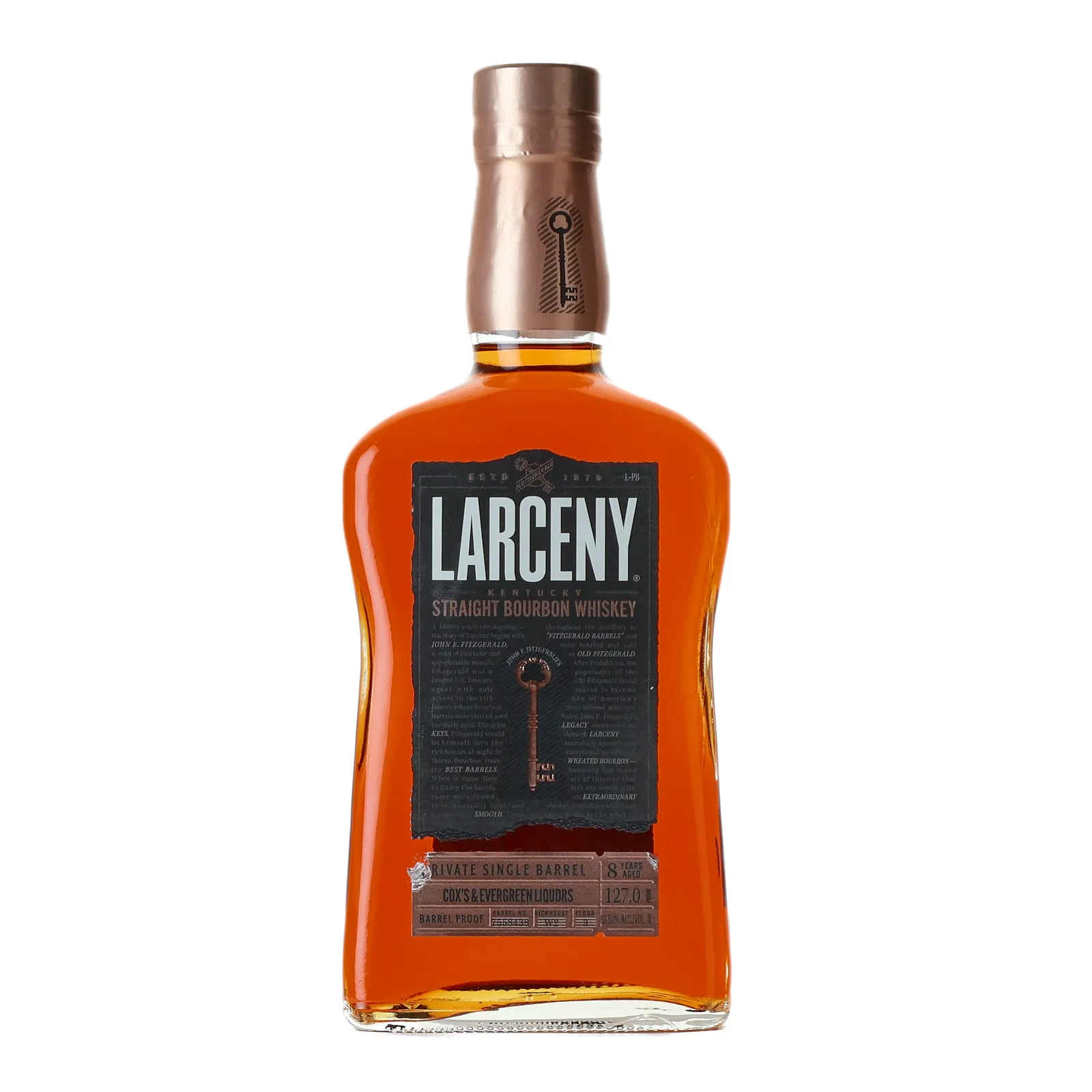 Larceny Private Single Barrel 'Cox's & Evergreen' 8 Year Old, 63.5% whisky bottle