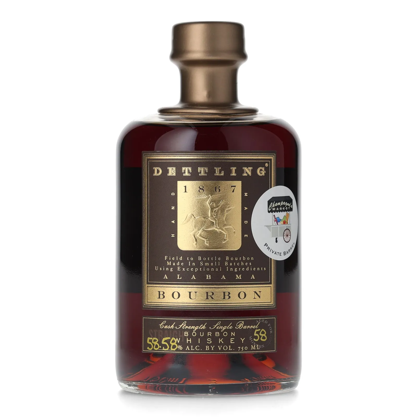 Dettling Cask Strength Single Barrel Bourbon 4 Year Old, Champagne's Market Private Barrel Selection, 58.6% whisky bottle