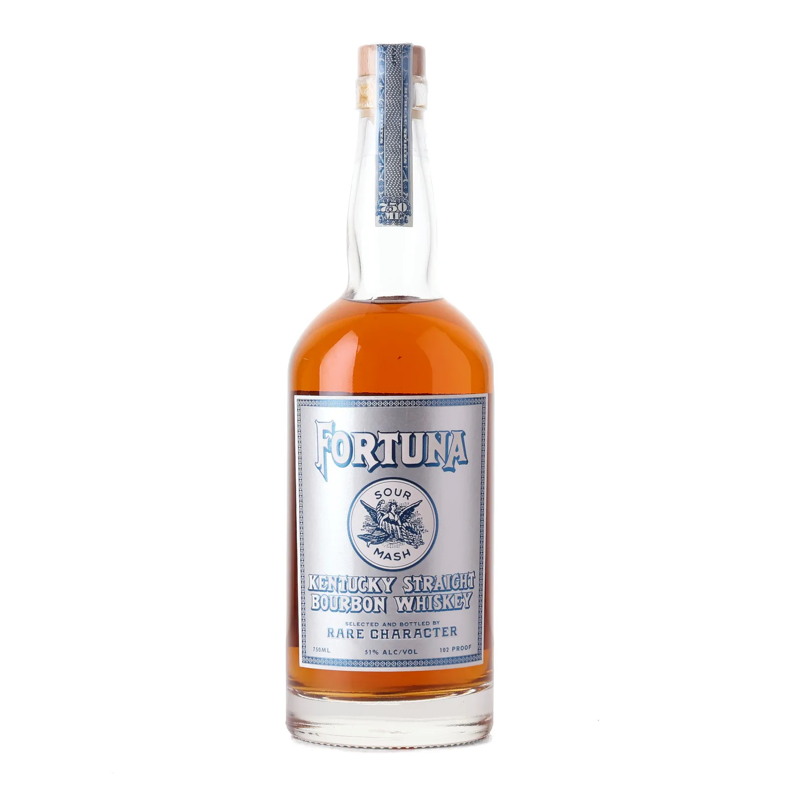 Fortuna Sour Mash Kentucky Straight Bourbon Whiskey 6 Year Old, New Charred Oak Cask, Batch No. 1C, Rare Character, 51% whisky bottle