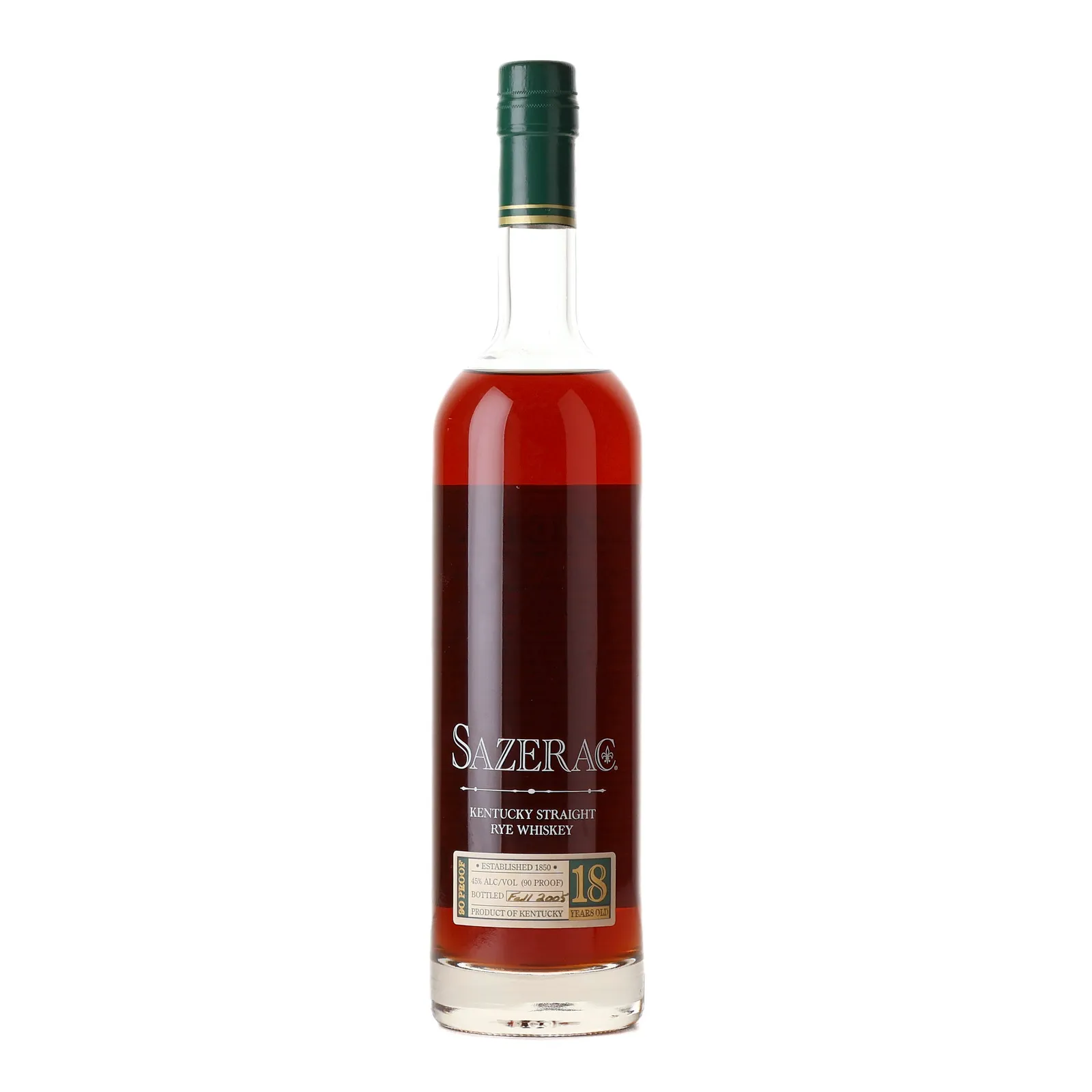 Sazerac Rye Fall 2005 18 Year Old, 2005, 45% whisky bottle