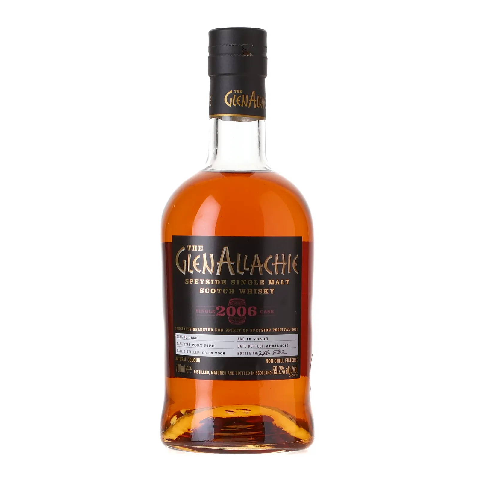 GlenAllachie 13 Year Old, Port Cask, Cask #1850, 2019, 59.2% whisky bottle