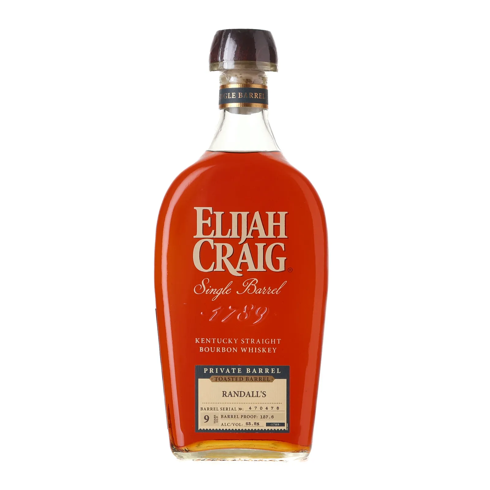 Elijah Craig Toasted Barrel 9 Year Old, Toasted Barrel Cask, Cask #470478, 63.8% whisky bottle