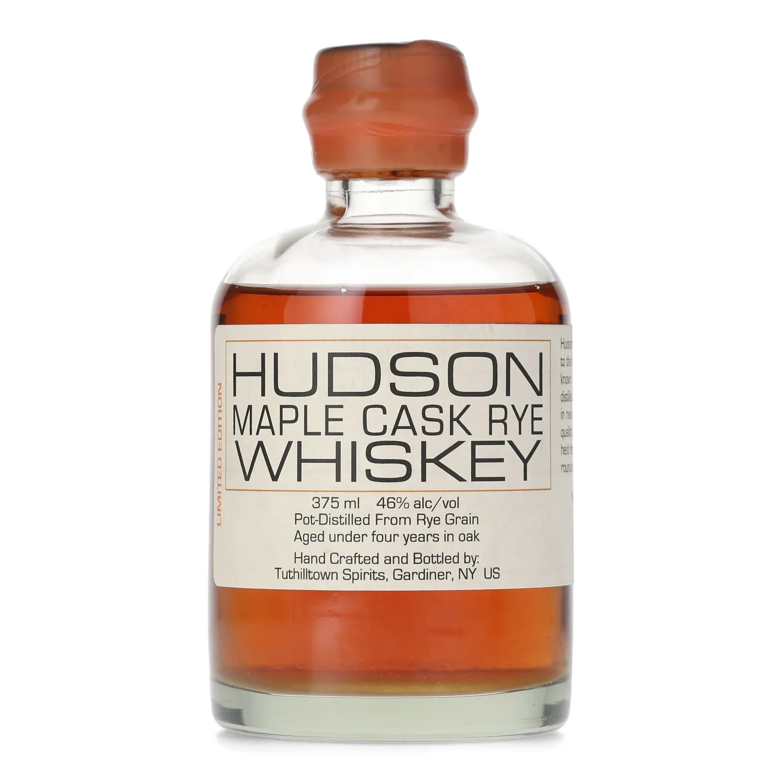 Hudson Maple Cask Rye Whiskey, Batch No. 1, Tuthilltown Spirits, 46% whisky bottle