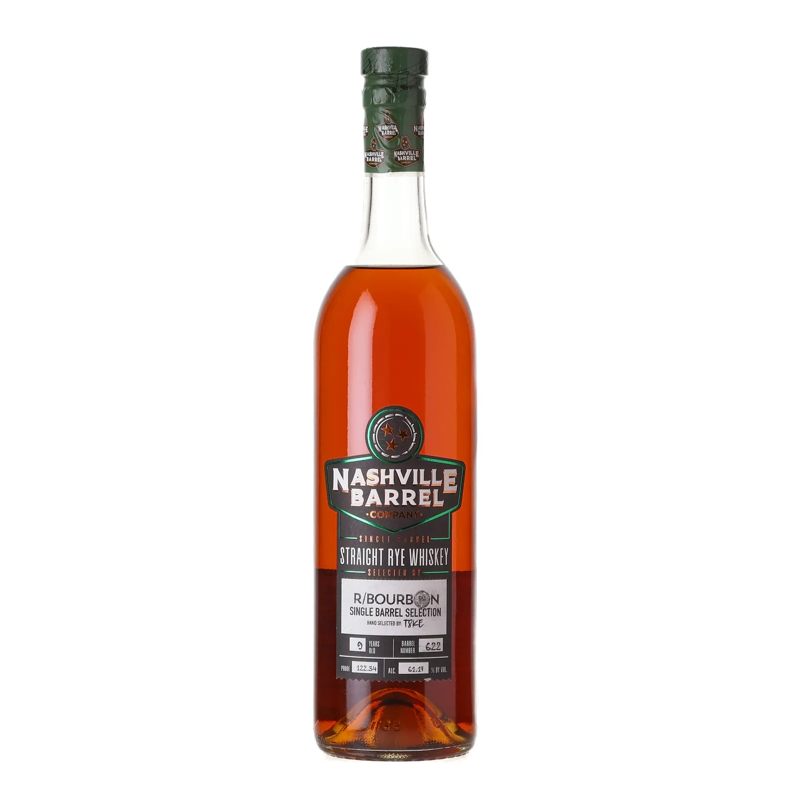 Nashville Barrel Company Straight Rye r/Bourbon Single Barrel Selection 9 Year Old, Cask #622, Nashville Barrel Company, 61.17% whisky bottle